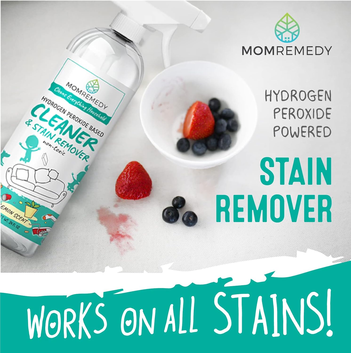 MOMREMEDY Hydrogen Peroxide All Purpose Cleaning Spray | Multipurpose Home Cleaner | Fabric and