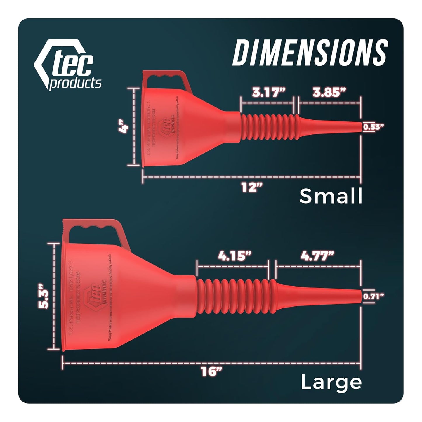 TEC Products FlexAll Long Flexible Funnel for Automotive Use - Durable Nitrile Rubber - Ideal for