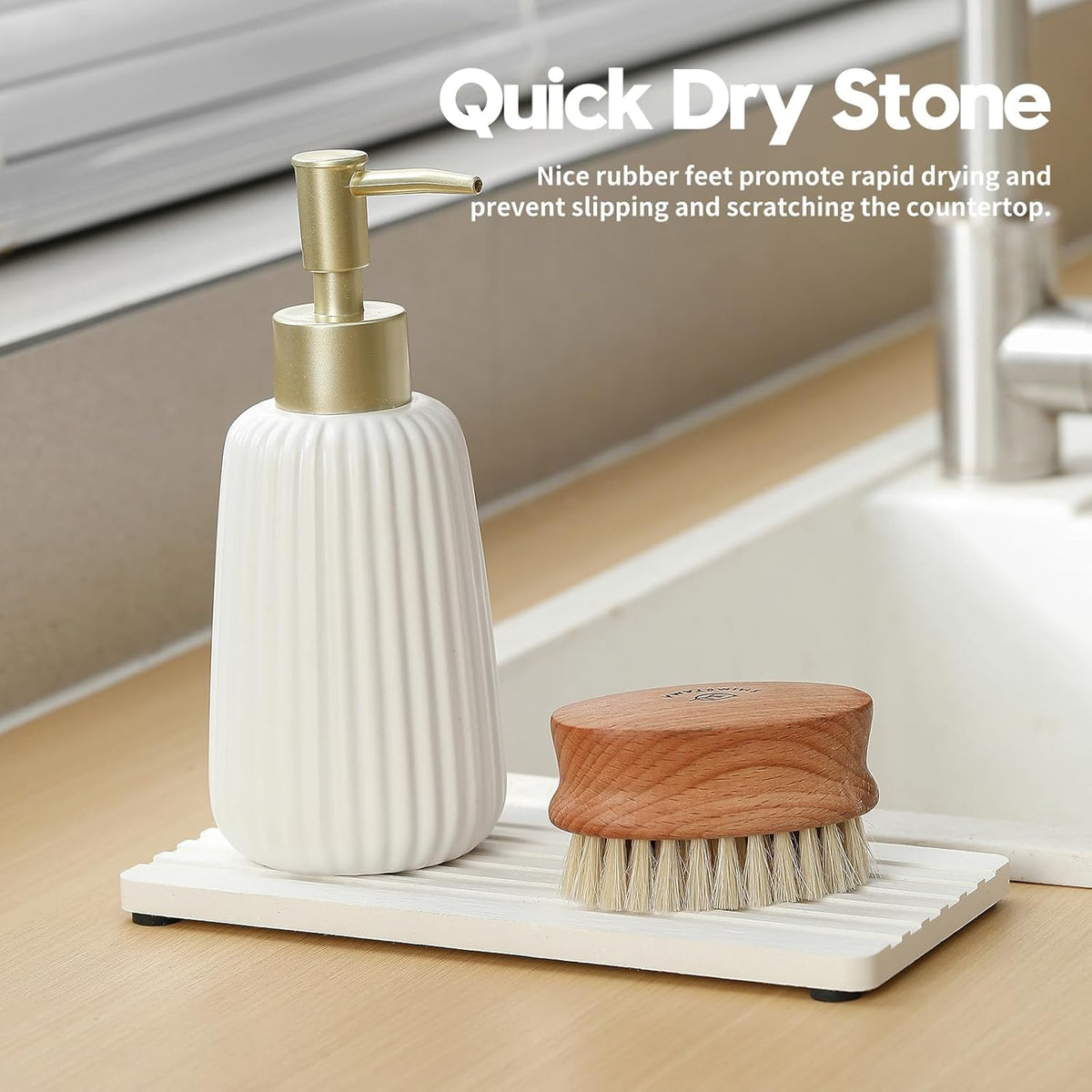 2PCS Diatomite Quick Stone Drying Tray Mat for Bathroom & Kitchen Counter, Instant Dry Water