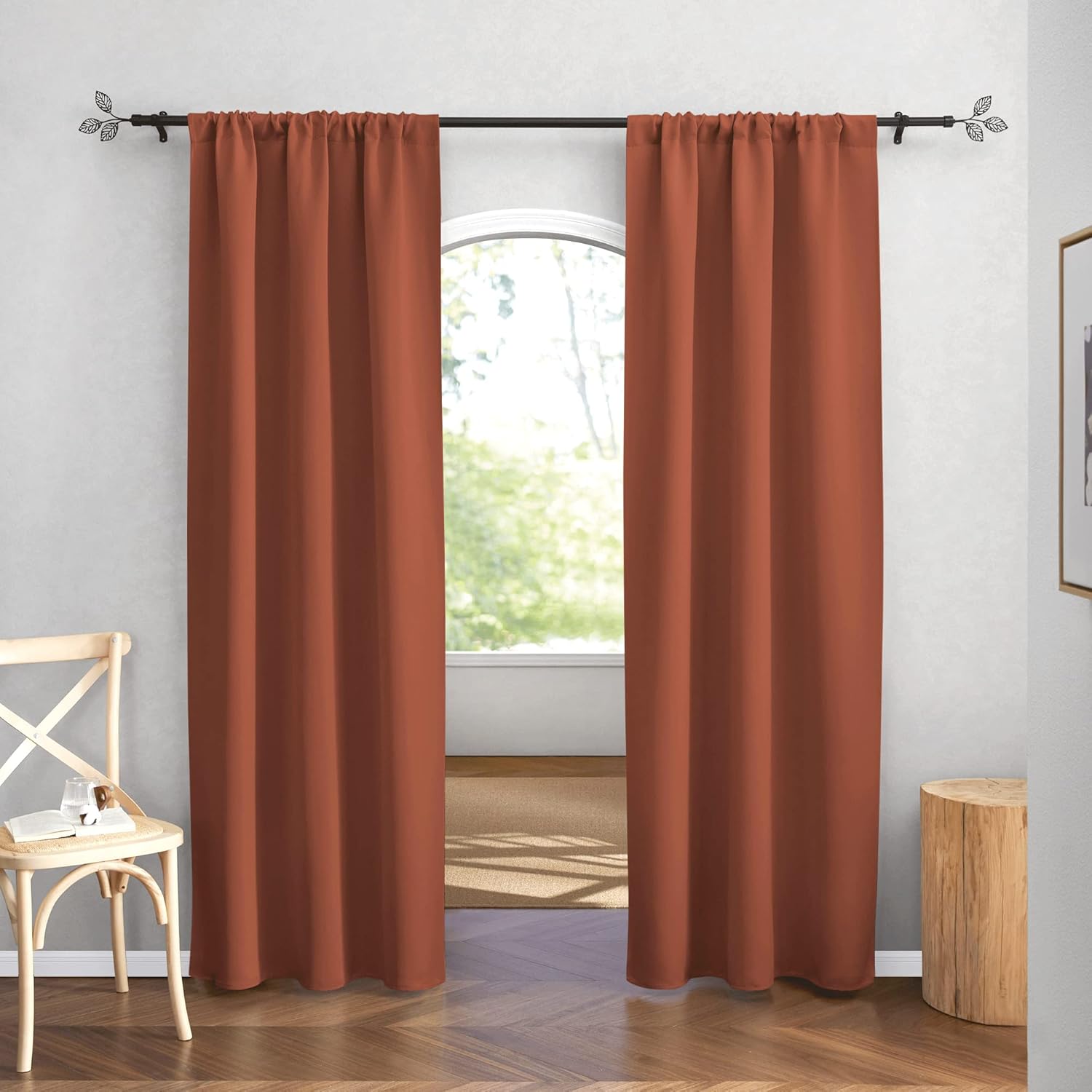 RYB HOME Orange Window Curtains 84 inches Length, Energy Efficient Rod Pocket Drapes Privacy Covers