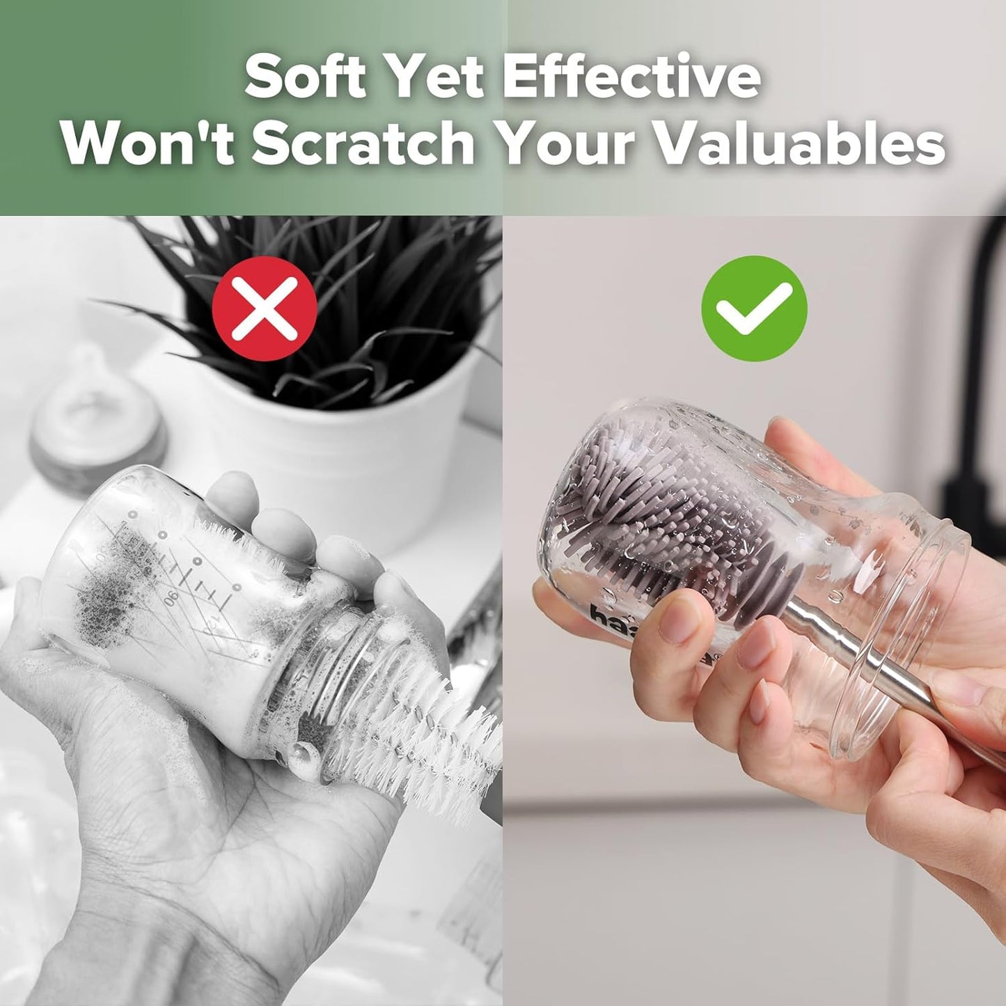 Haakaa Silicone Cleaning Brush - Baby Bottle Brush Cleaner for Breast Pump,Nipple,Breast Milk