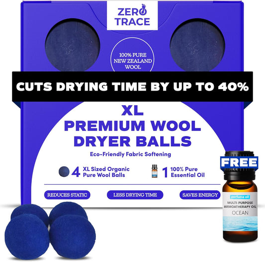 Zero Trace Wool Dryer Balls - Dryer Balls Laundry Reusable - Eliminate Wrinkles Static & Lint