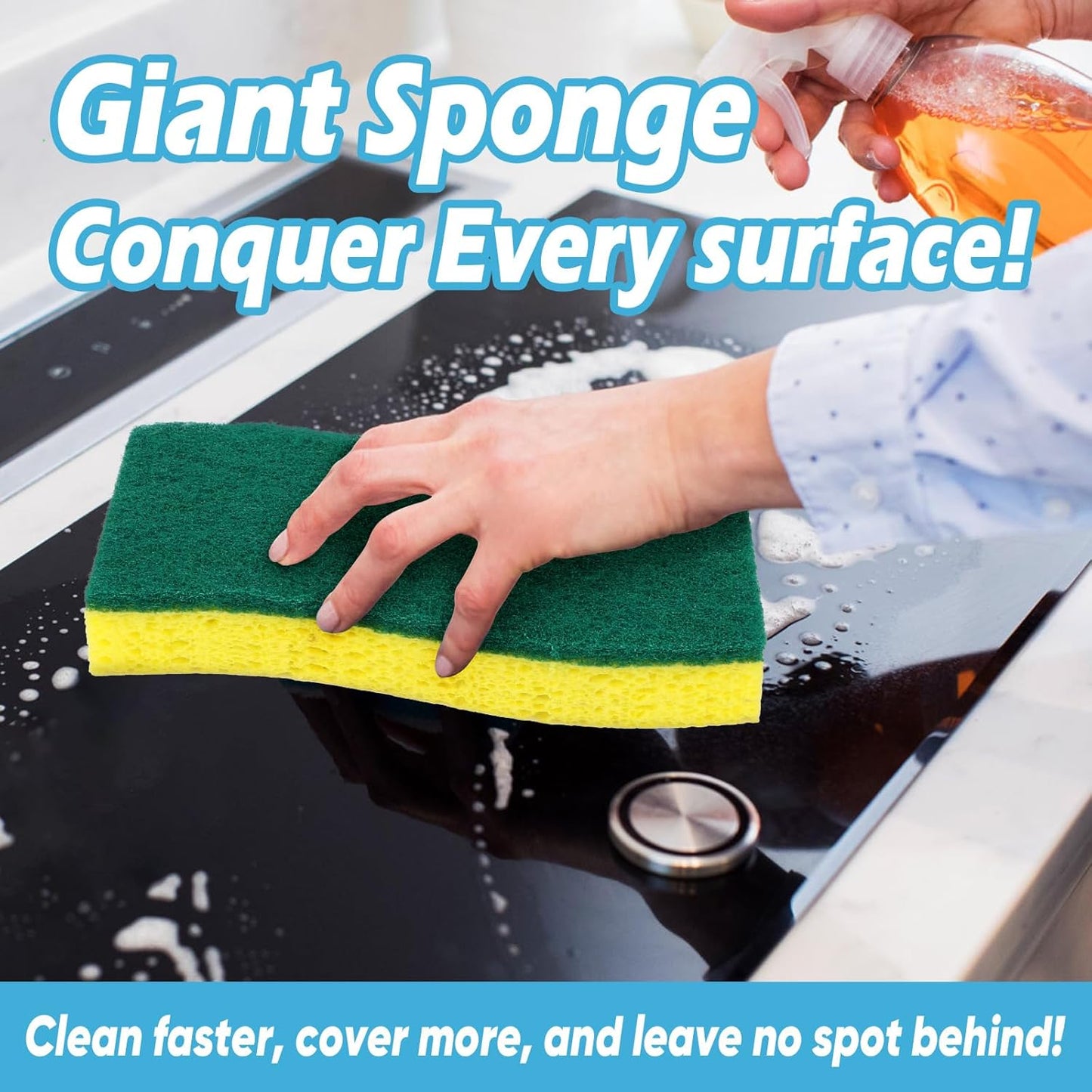 AIDEA XL Scrub Sponges Heavy Duty 12Count, Sponges for Dishes, Extra Large Sponge for Cleaning