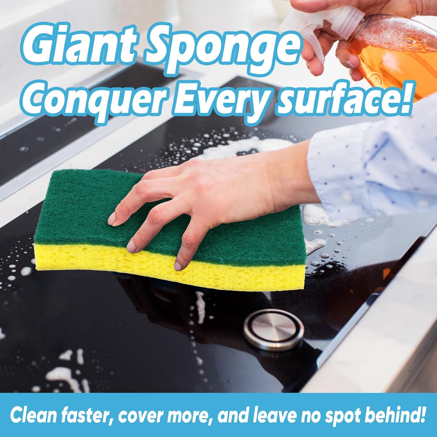 AIDEA XL Scrub Sponges Heavy Duty 12Count, Sponges for Dishes, Extra Large Sponge for Cleaning