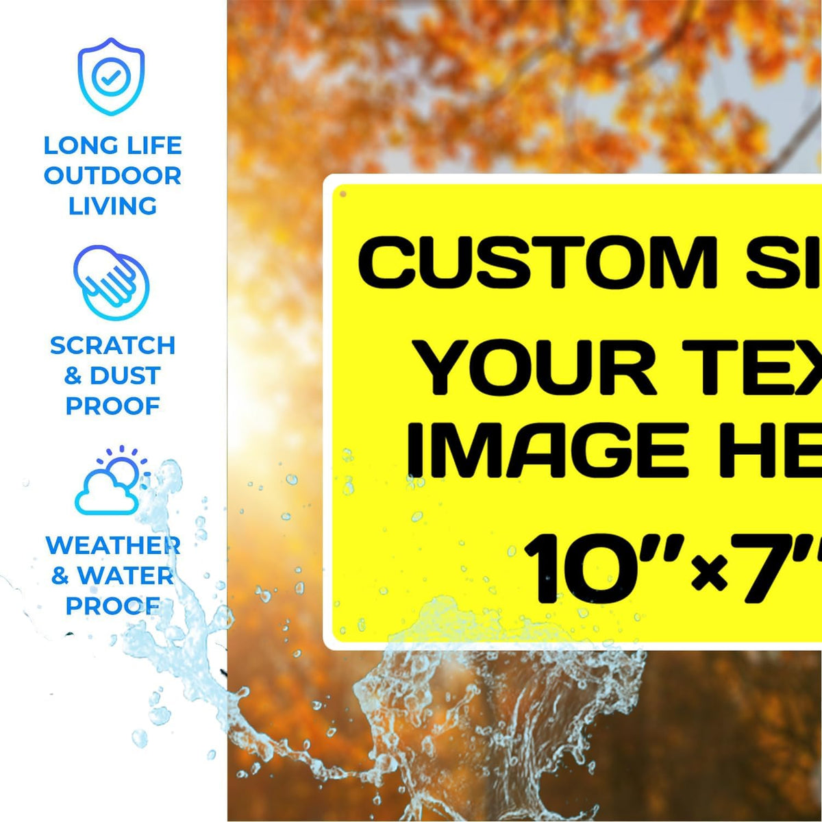 Personalized Aluminum Weatherproof Metal Signs - Multiple Sizes, Custom Text & Picture, Hazard