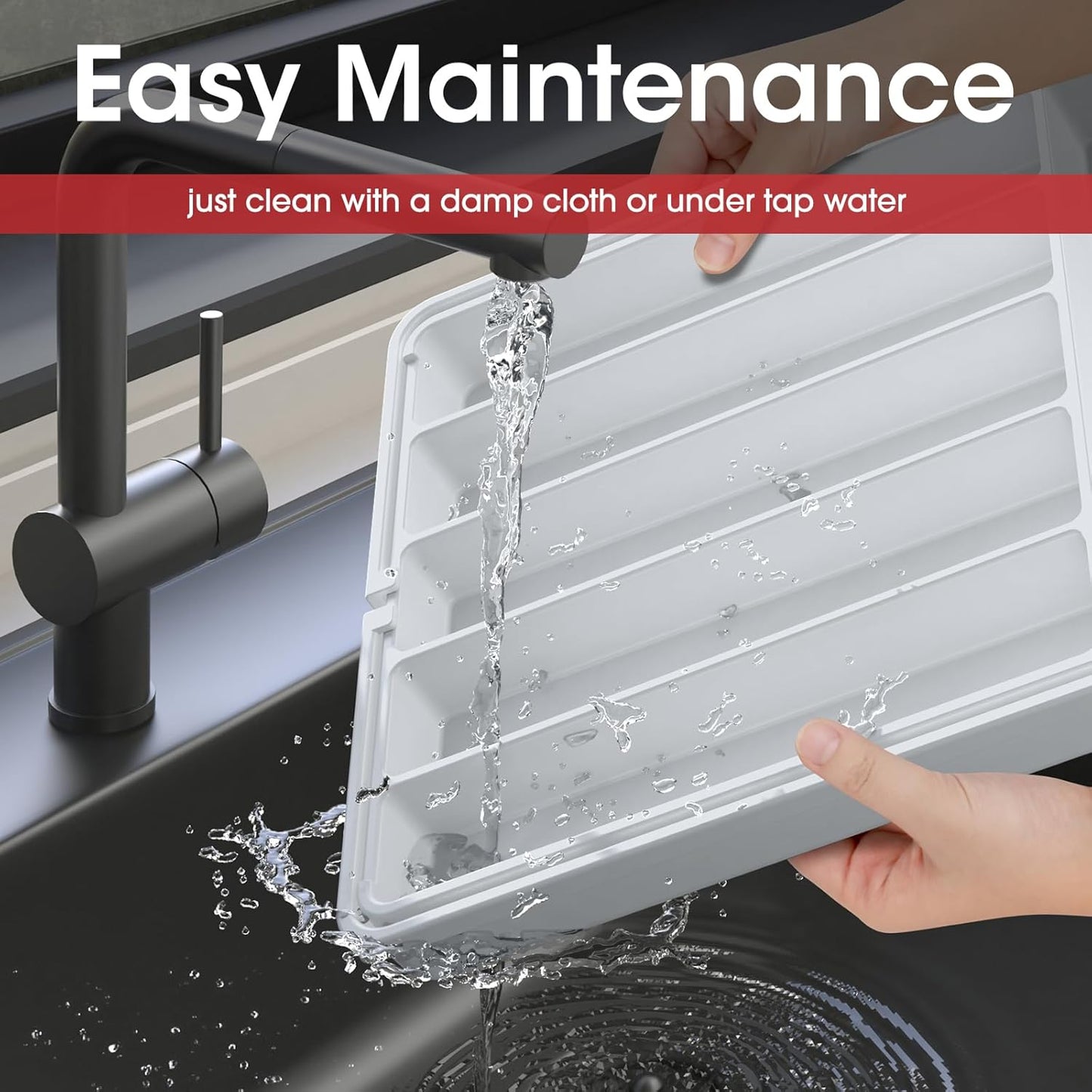 Aujen Silverware Organizer - Expandable Kitchen Drawer Organizer, Adjustable Utensil Organizer