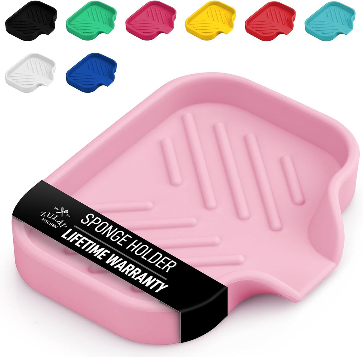 Zulay Kitchen Small Silicone Sponge Holder (4.9x3.3”) – Space-Saving Sink Organizer Tray for