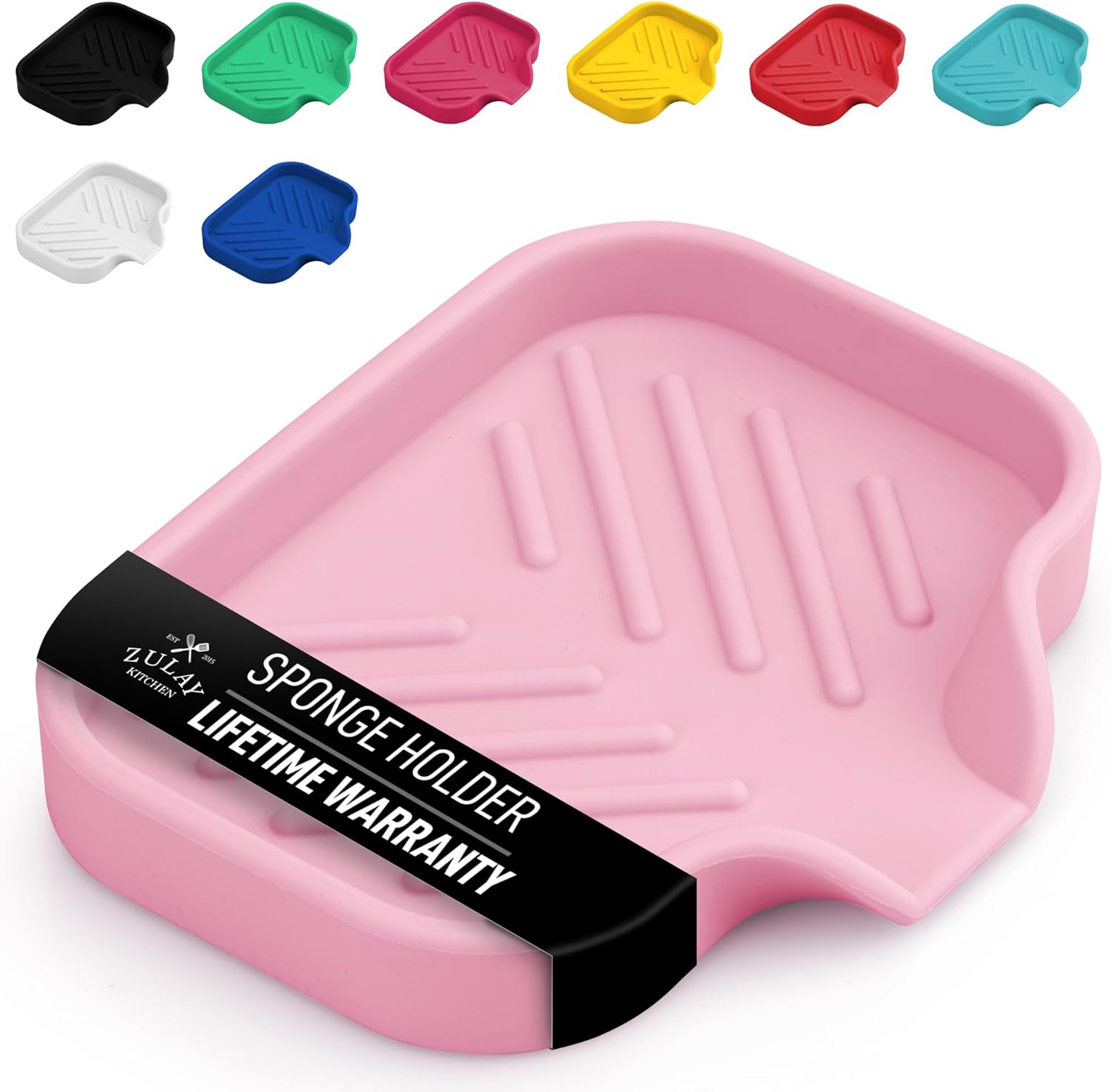 Zulay Kitchen Small Silicone Sponge Holder (4.9x3.3”) – Space-Saving Sink Organizer Tray for