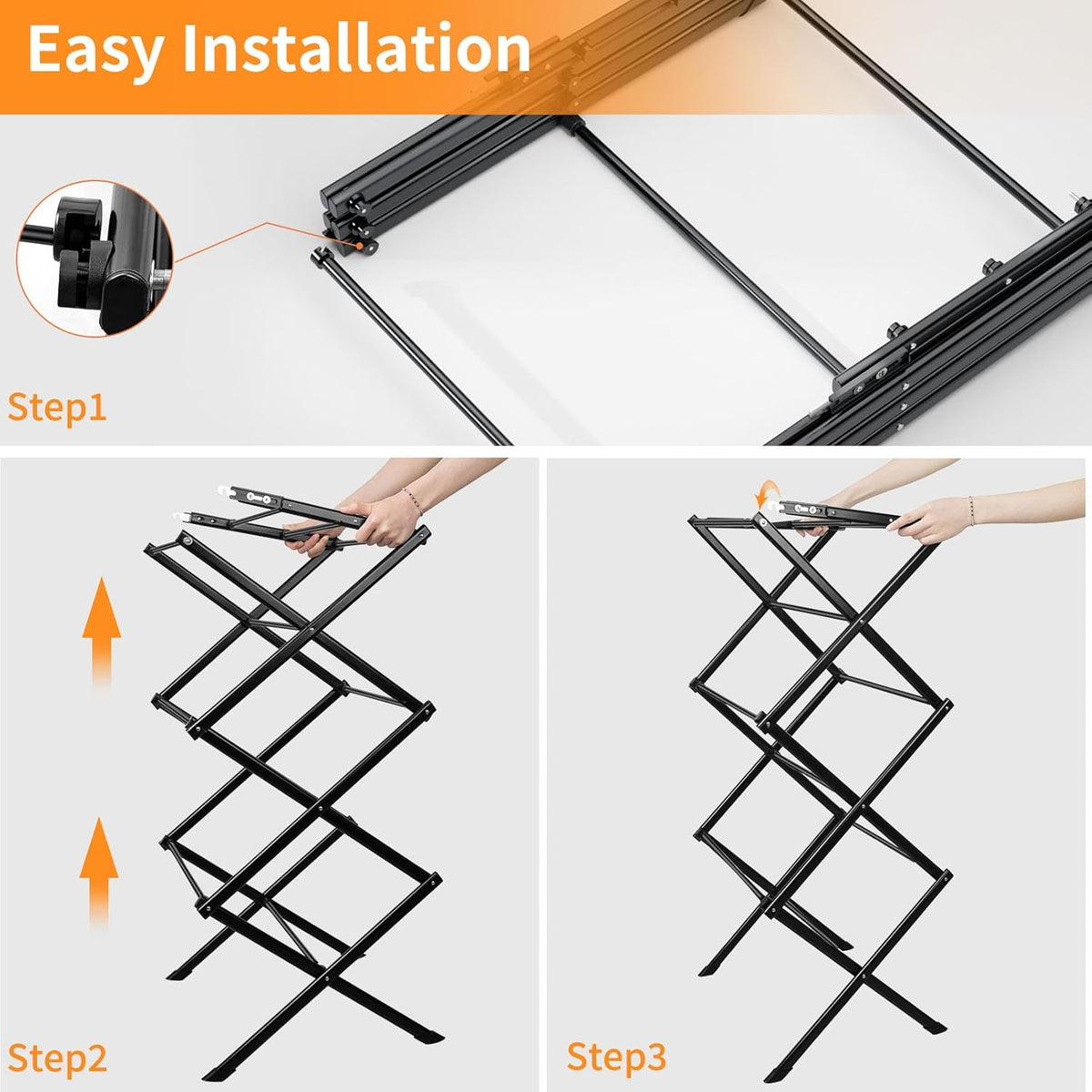 3 Tier Clothes Drying Rack,Foldable & Portable Clothing Drying Rack,Space-Saving Design, Indoor &
