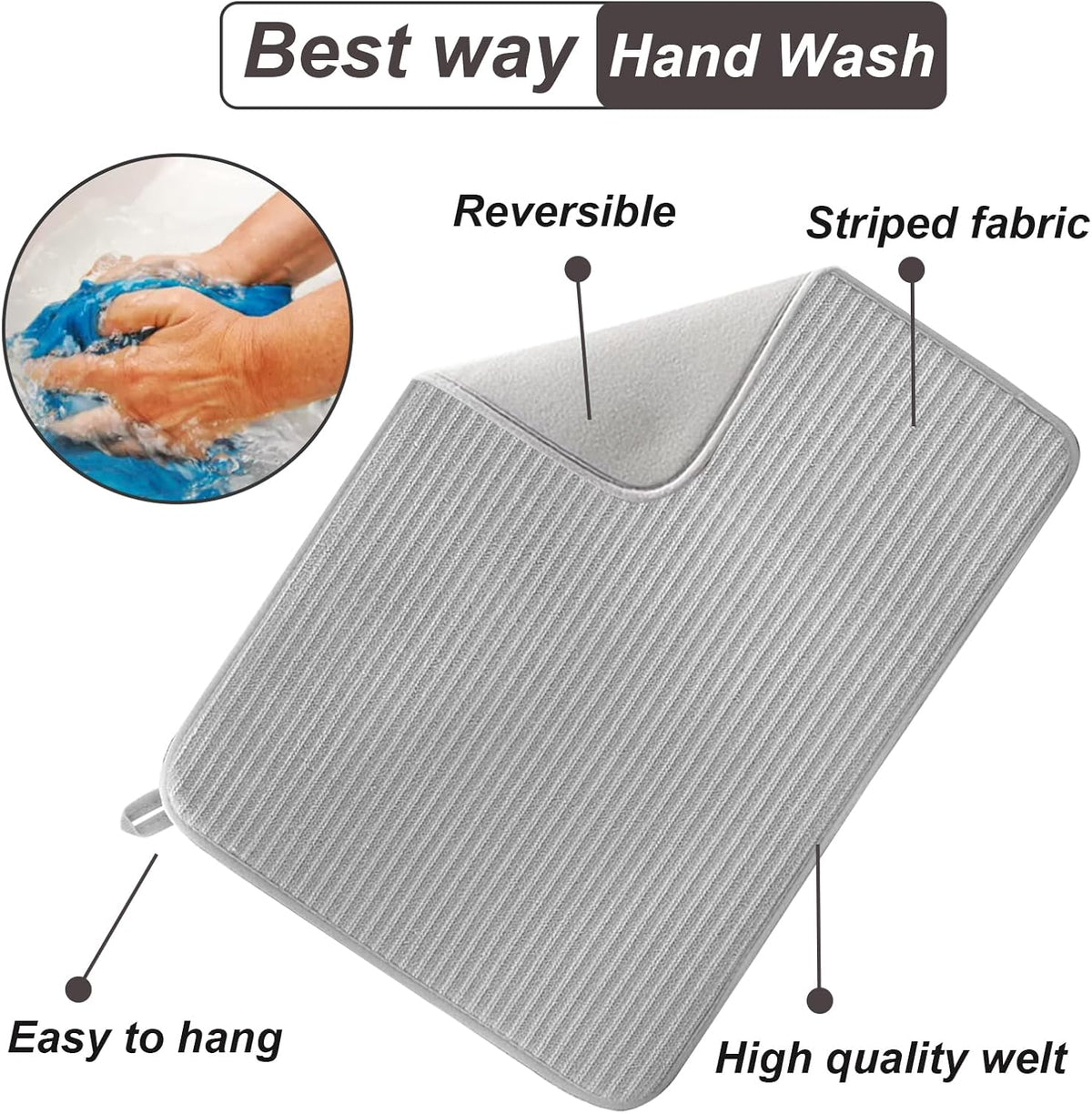 2 Pack Large Dish Drying Mat for Kitchen Counter,24*17 inch Microfiber Absorbent Dish Drainer,Large