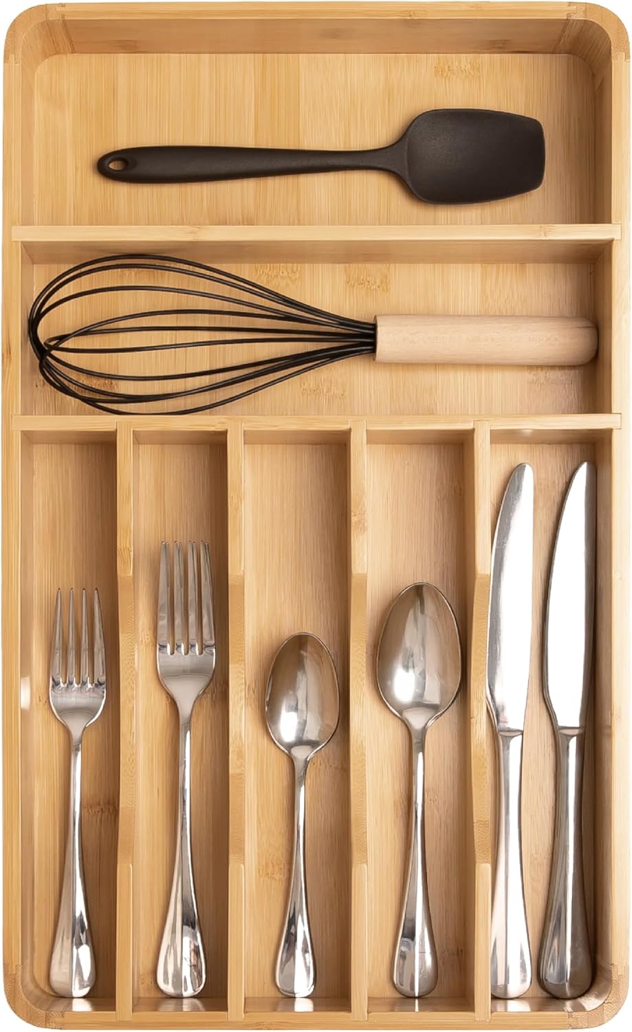 KitchenEdge Silverware Organizer - Cutlery, Flatware, and Utensil Holder for Kitchen Drawers, Fixed