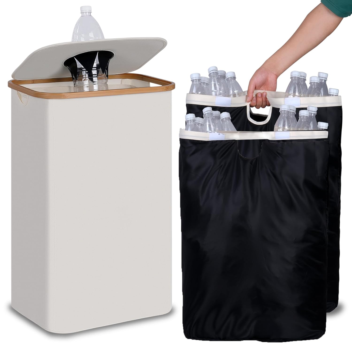 efluky Recycling Bin 100L, 26 Gallon Recycle Bins for Kitchen Indoor Outdoor Home with 2 Removeable