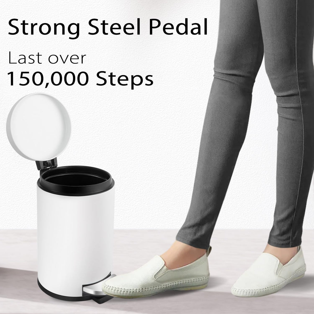 TIPGO Small Trash Can with Lid Soft Close, 4.5 Liters / 1.2 Gallon Bathroom Garbage Can, Mini Step