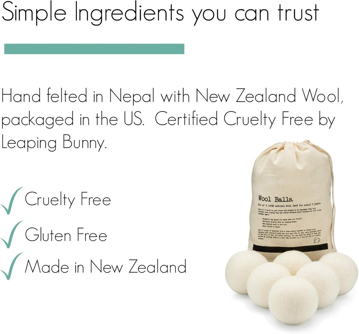 Molly's Suds Wool Dryer Balls | XL, Premium Organic Fabric Softener, Hypoallergenic, Hand-Felted