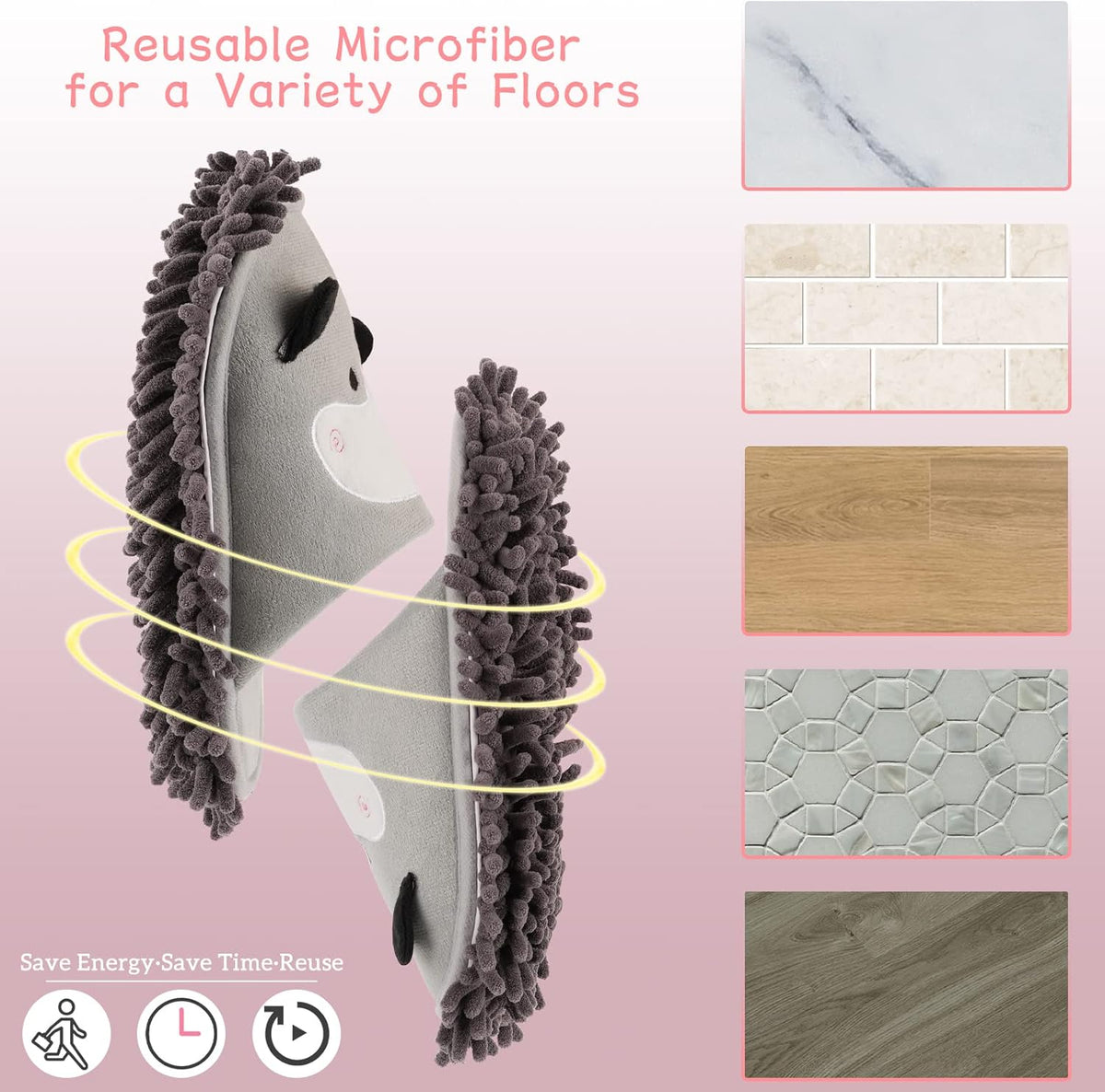 Cartoon Dog Mop Slippers Microfiber Clean Dusting Slippers Detachable Mopping Shoes for Office Home