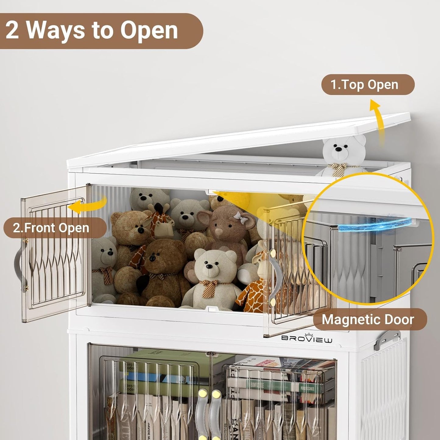 BROVIEW 240Qt Stackable Storage Bins with Lid, Extra Large Closet Organizer Collapsible Drawer