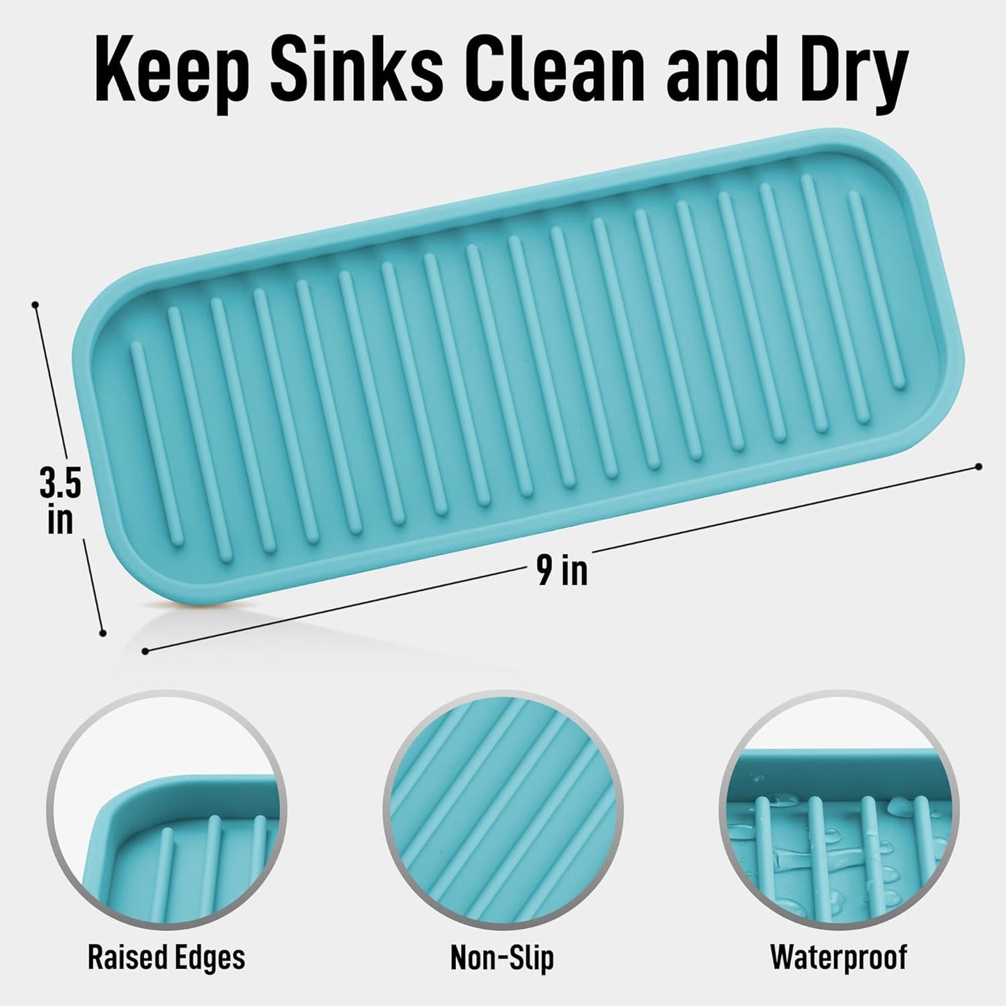 Zulay Kitchen (9x3.5) Silicone Sponge Holder for Kitchen Sink - Flexible Multipurpose Soap Tray