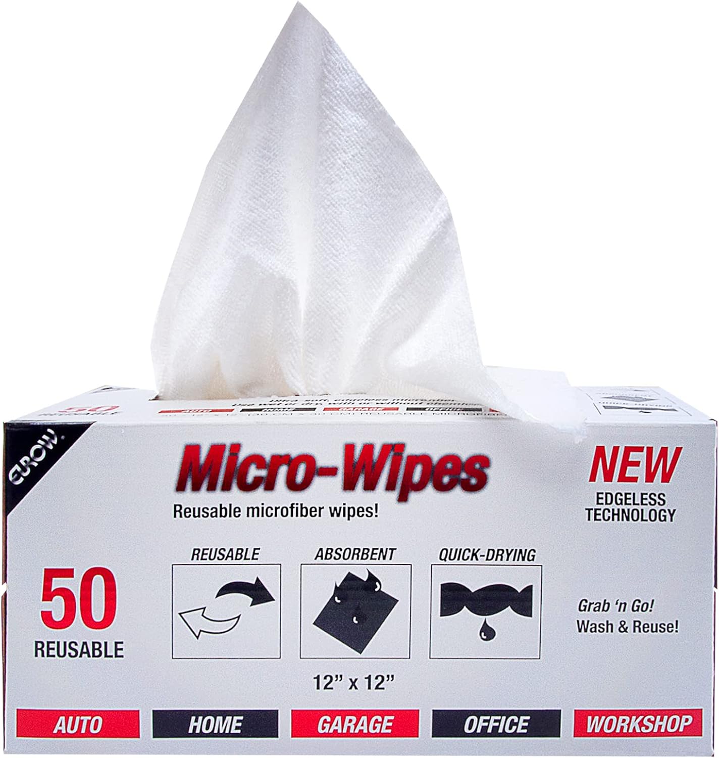 Eurow 200GSM Microfiber Cleaning and Drying Cloths with Dispenser Box, Reusable, Streak-Free