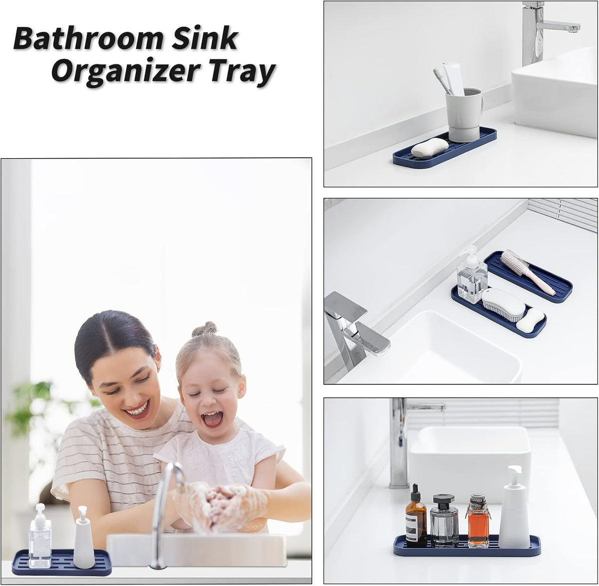 Silicone Kitchen Sink Organizer Tray for Multiple Usage,Eco-Friendly Sponges Holder for Kitchen