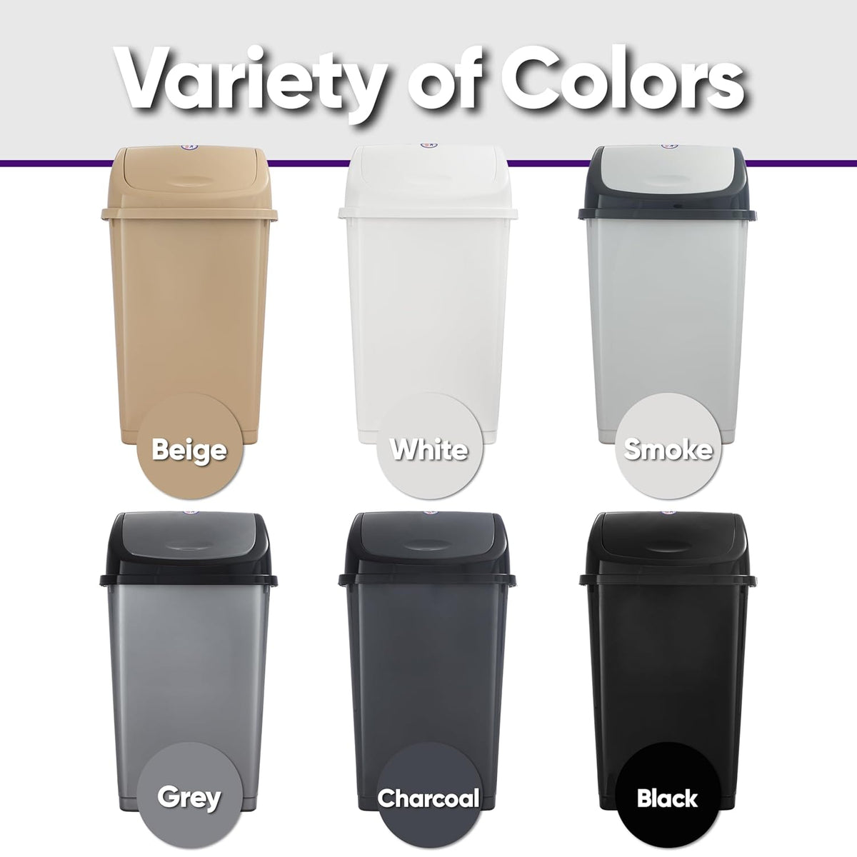 Superio Kitchen Trash Can 13 Gallon with Swing Lid, Plastic Tall Garbage Can Outdoor and Indoor