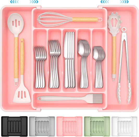 Extra Large Expandable Silverware Organizer, BPA-Free Food-Safe Cutlery Flatware Organizer, Kitchen