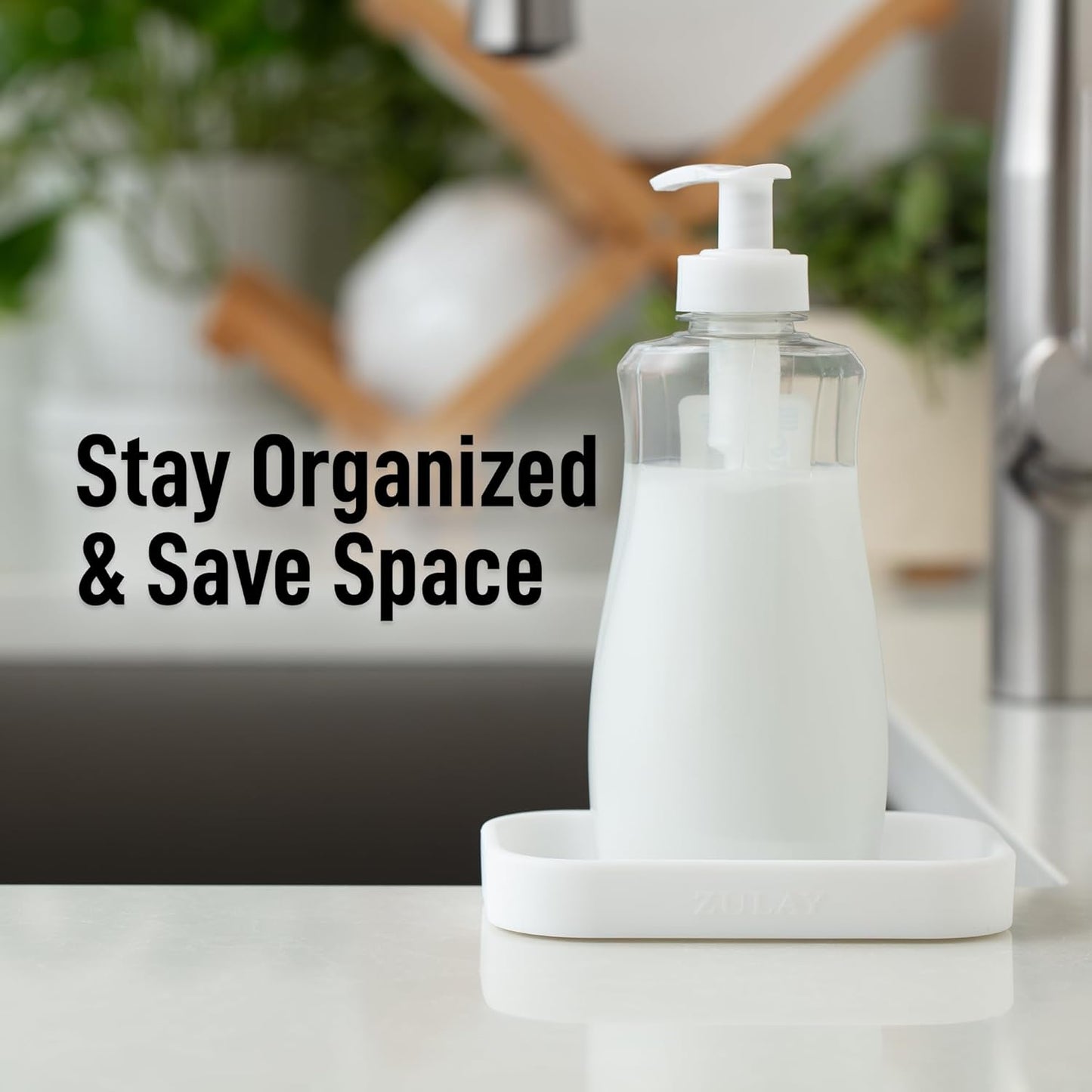 Zulay Kitchen Small Silicone Sponge Holder (4.9x3.3”) – Space-Saving Sink Organizer Tray for