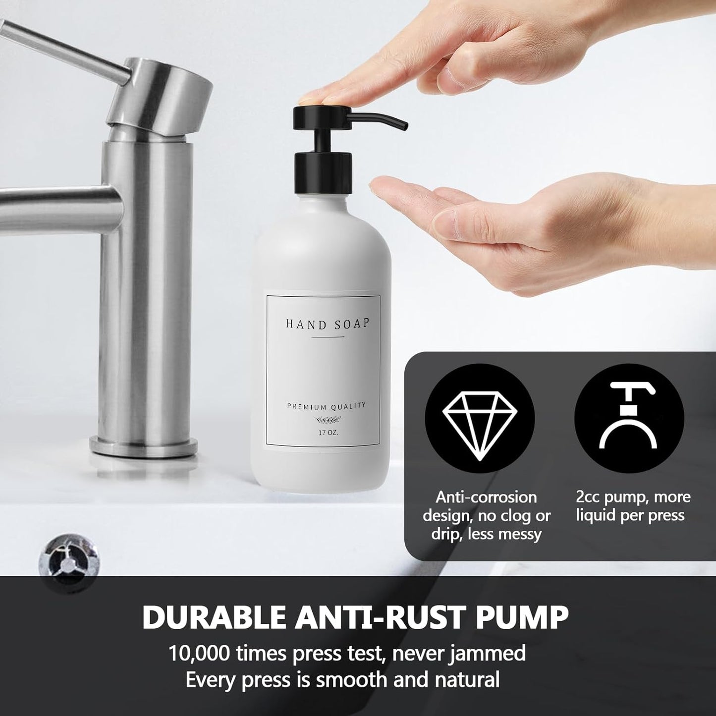 Kitchen Soap Dispenser - Hand and Dish Soap Dispenser Set, Bathroom Glass Soap and Lotion Dispenser