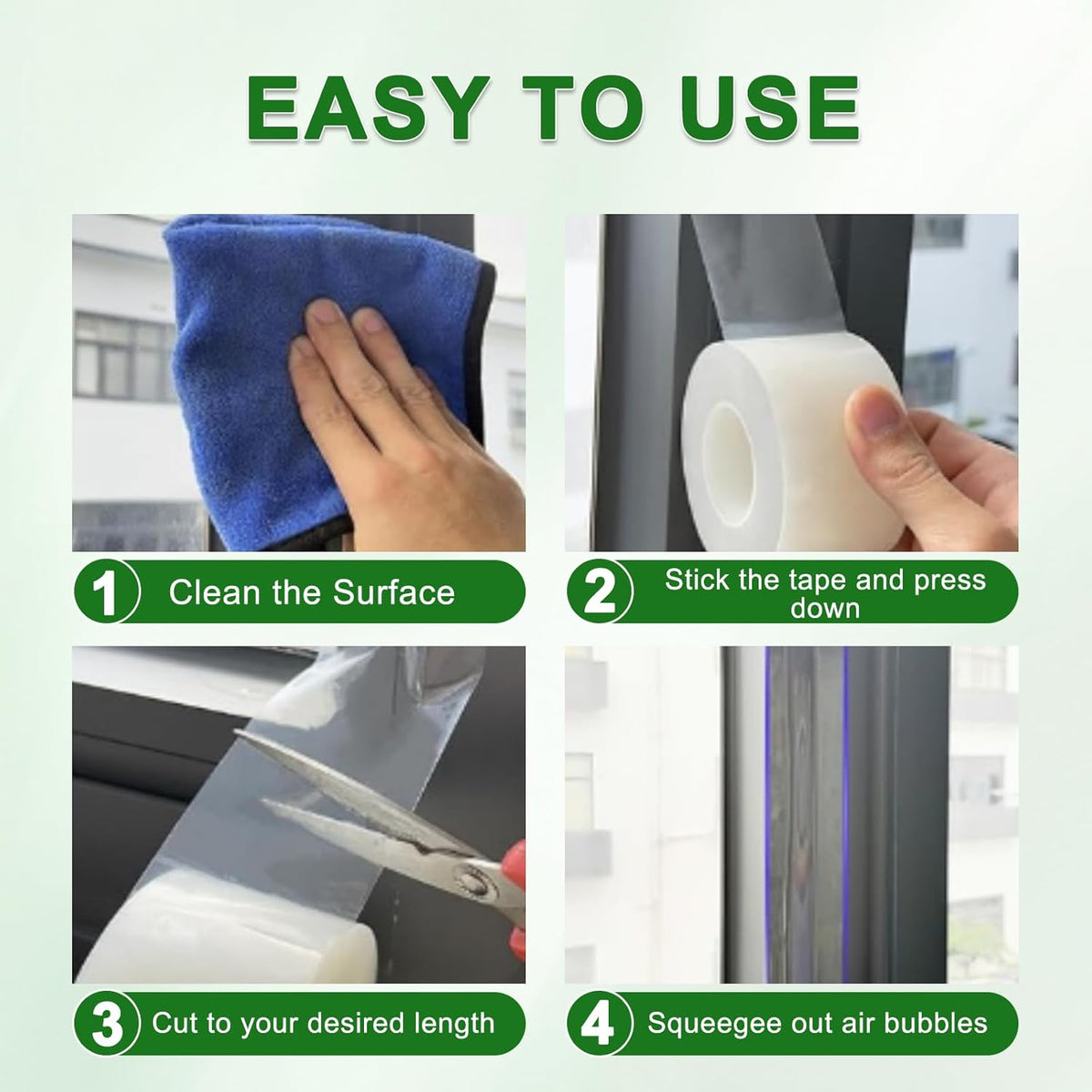 Transparent Window Weather Sealing Tape 2 Inch x 35 Yards Weather Stripping Residue Free Clear