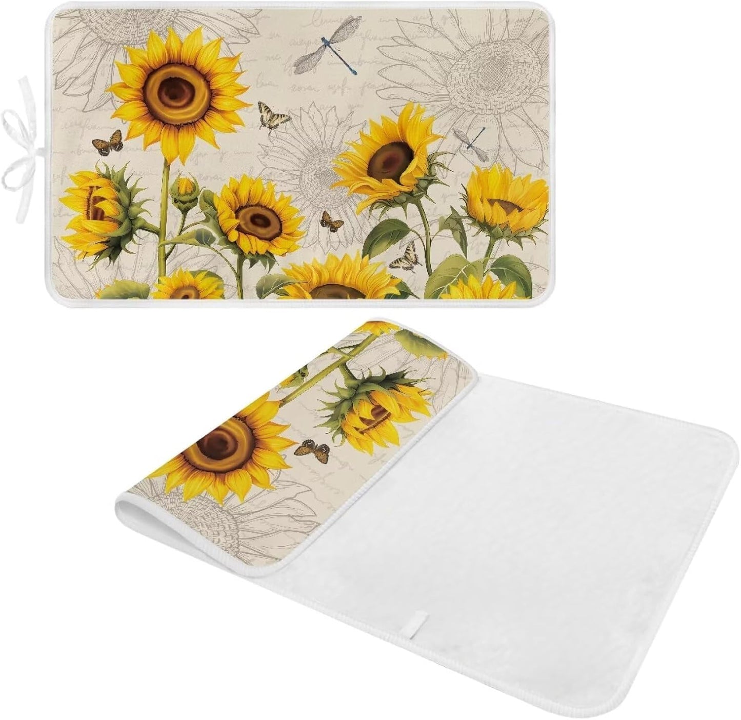 Sunflower Ironing Mat Pad for Table Portable Travel Iron Blanket Vintage Ironing Board Covers