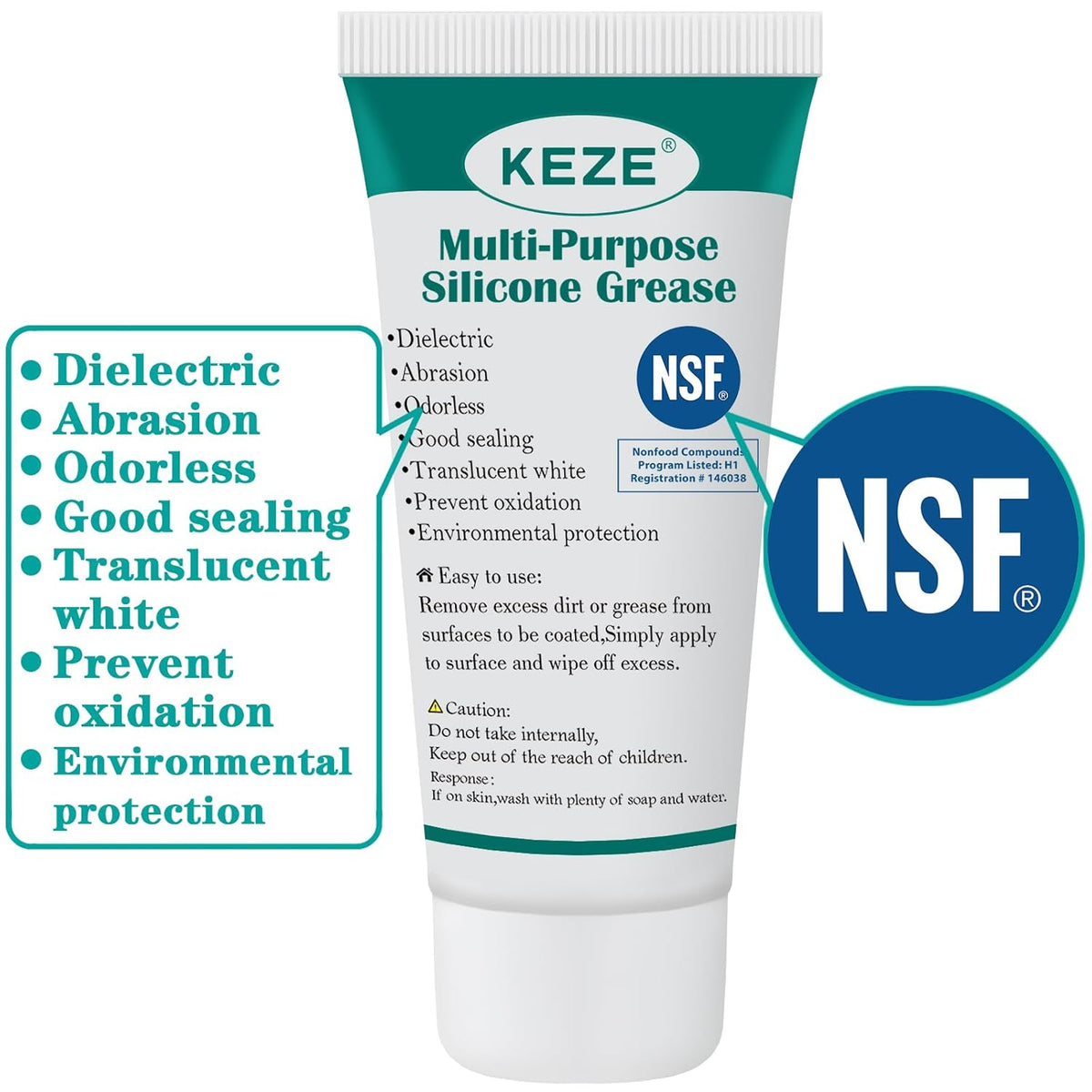 KEZE Silicone Grease Tube PTFE Synthetic Lubricant Sliding Door Grease Automotive Lubrication RV