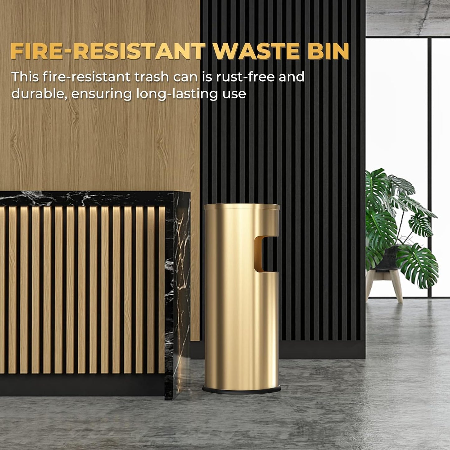 Trash Can Outdoor Waste Container Round Stainless Steel Trash Can with Removable Inner Bucket for