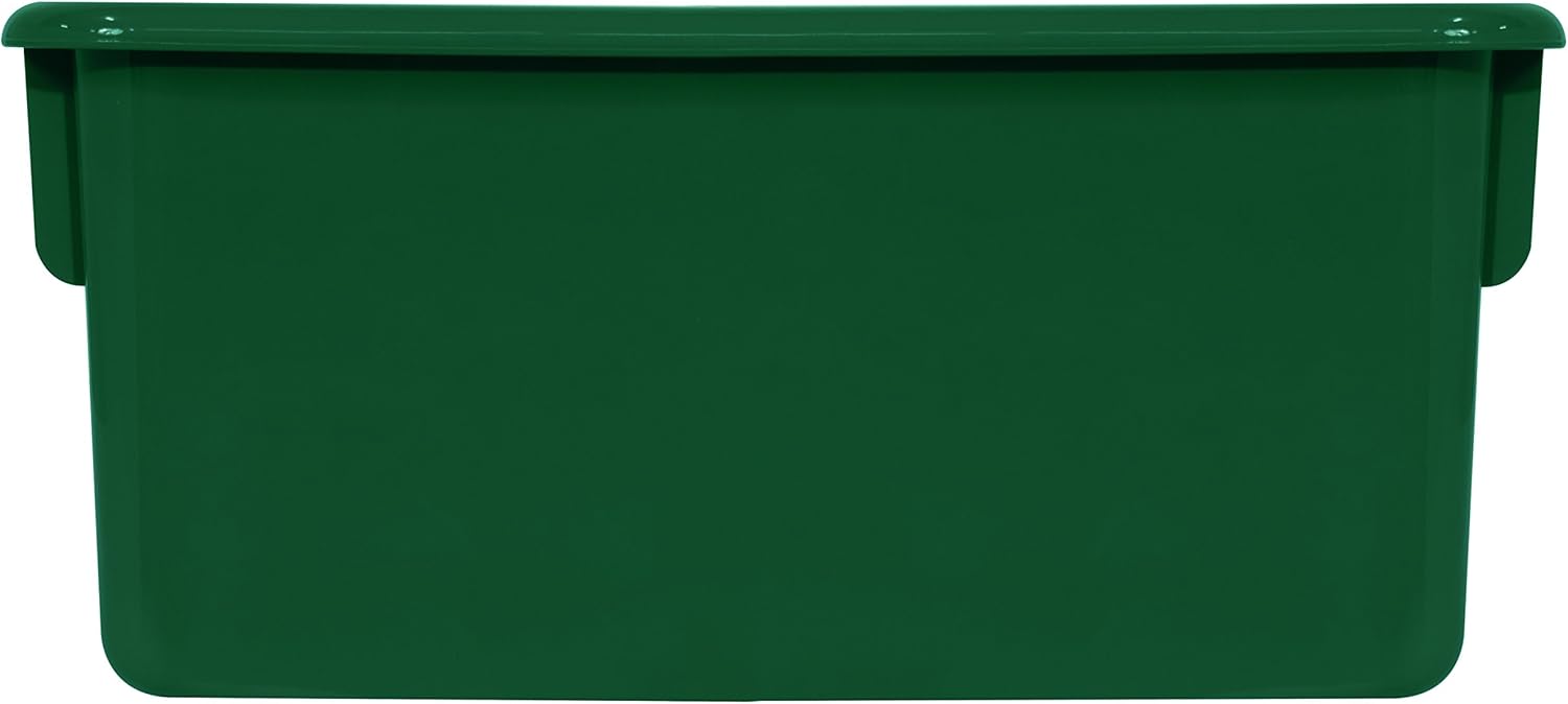 Wood Designs Cubby Storage Bin, Heavy Duty Plastic Containers for Kids Green Cubby Tray Set of 12