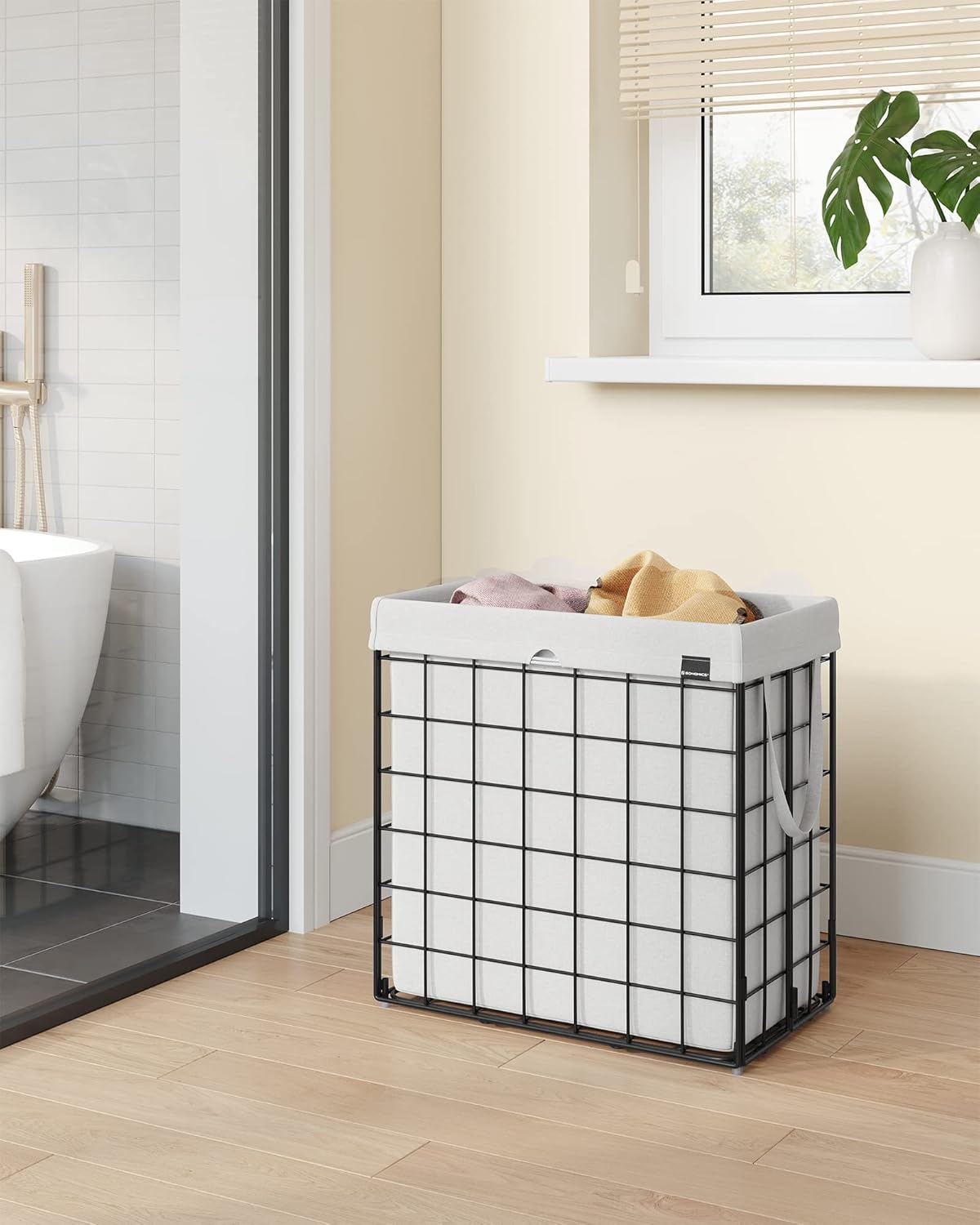 SONGMICS Laundry Hamper, 29 Gal. (110L) Laundry Basket, Collapsible Clothes Hamper, Removable and