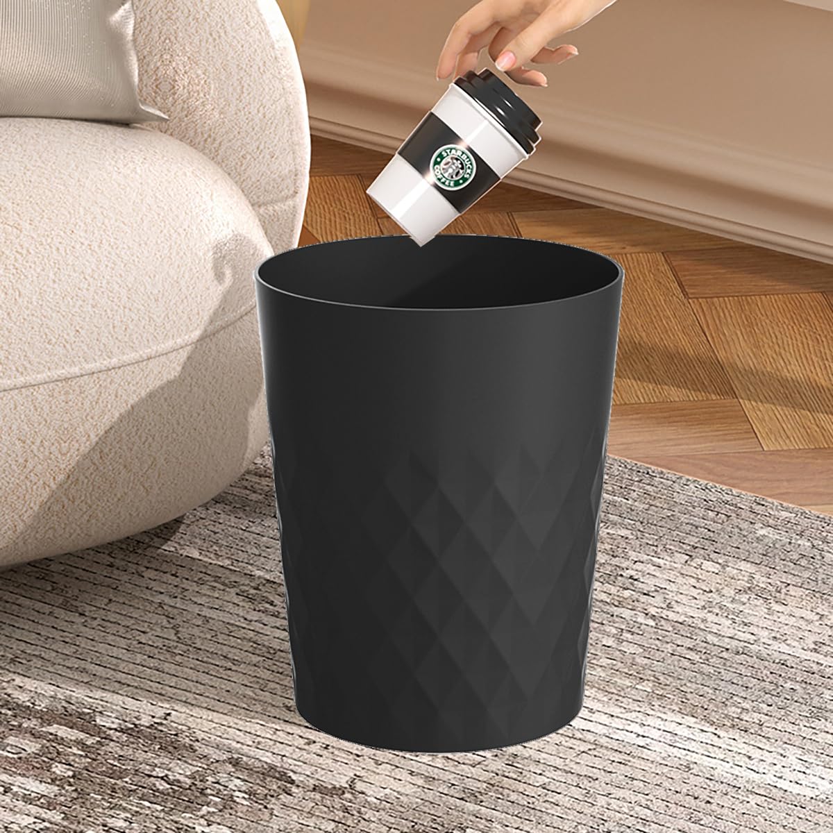 2 Pack Small Trash Can 1.8 Gallon Bathroom Garbage Can Waste Basket Recycling Bin for Dorms