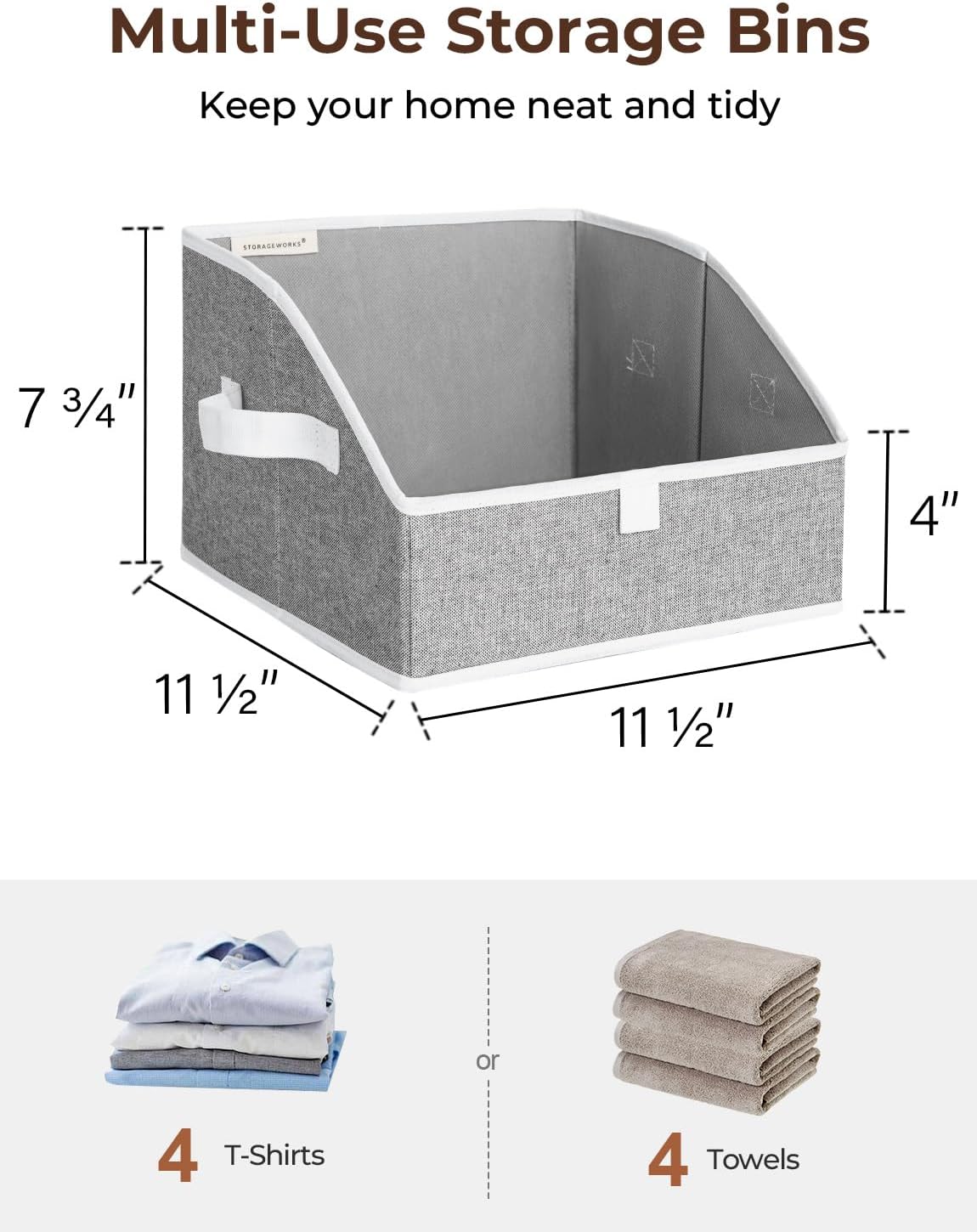 StorageWorks Closet Storage Bins, Trapezoid Organizer Box for Shelves, Fabric Clothes Bin, Foldable