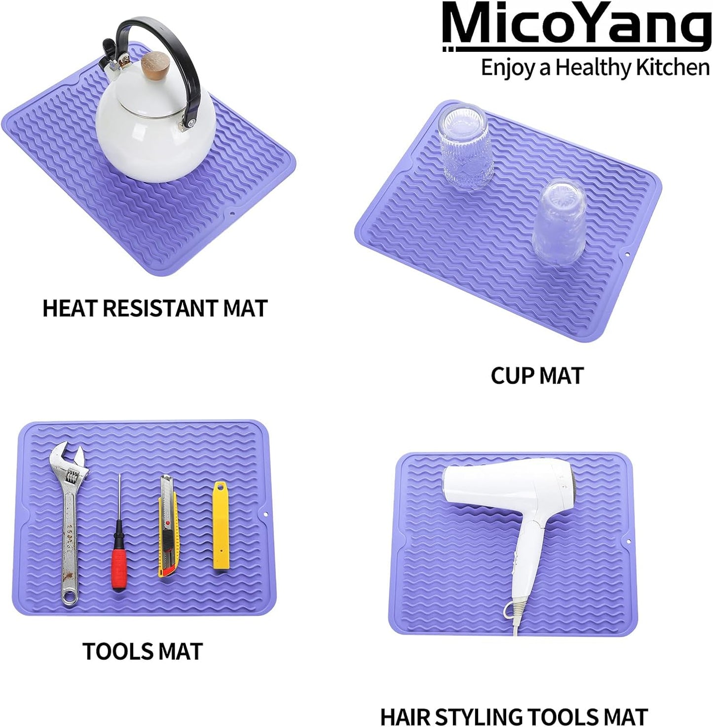 Silicone Dish Drying Mat for Multiple Usage,Easy clean,Eco-friendly,Heat-resistant Silicone Mat for