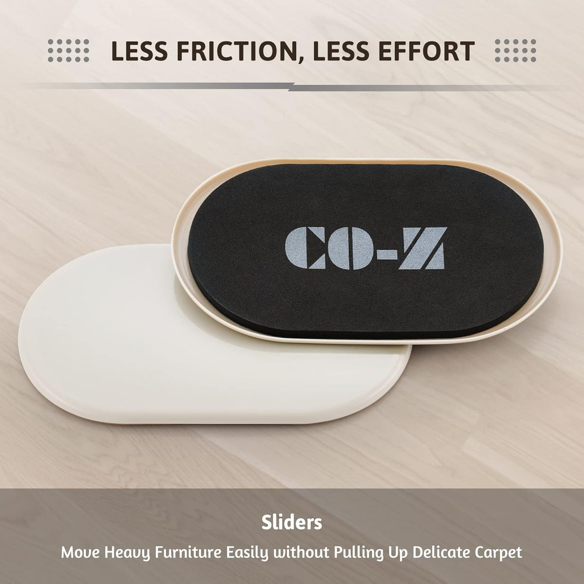 CO-Z Large Furniture Sliders - 4 Pack, 6" x 9 1/2" Oval Reusable Furniture Sliders for Carpet