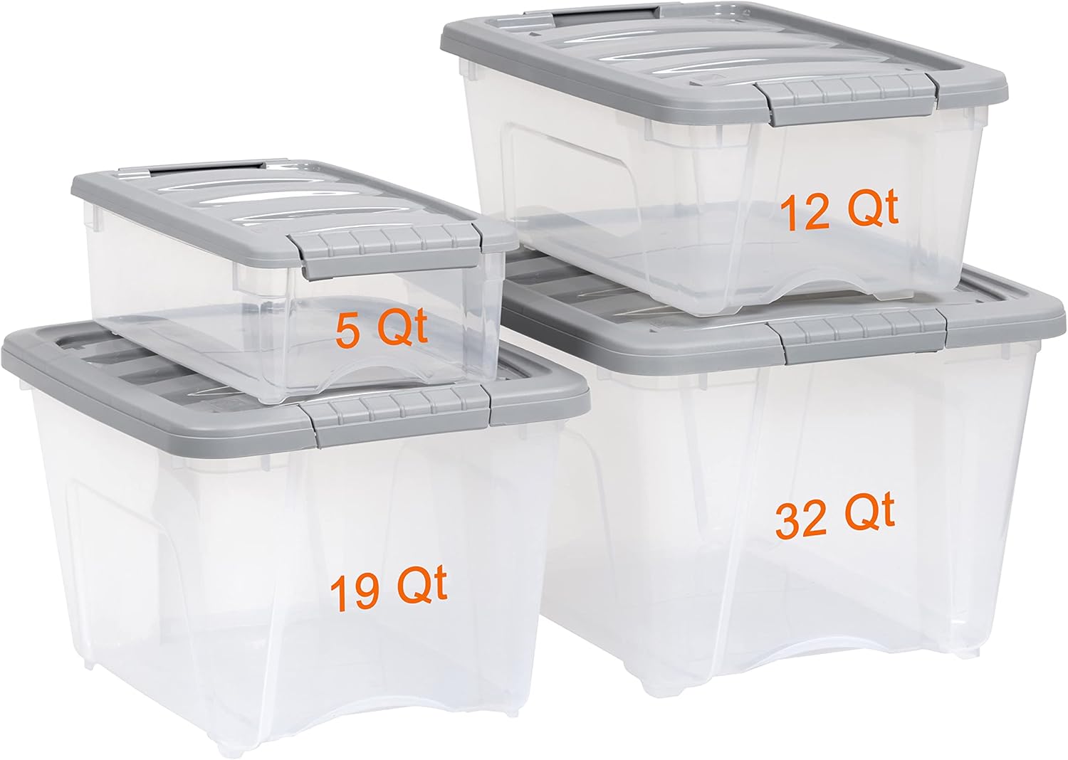 Amazon Basics Plastic Storage Containers with Secure Latching Lids, Stackable Organization Bins