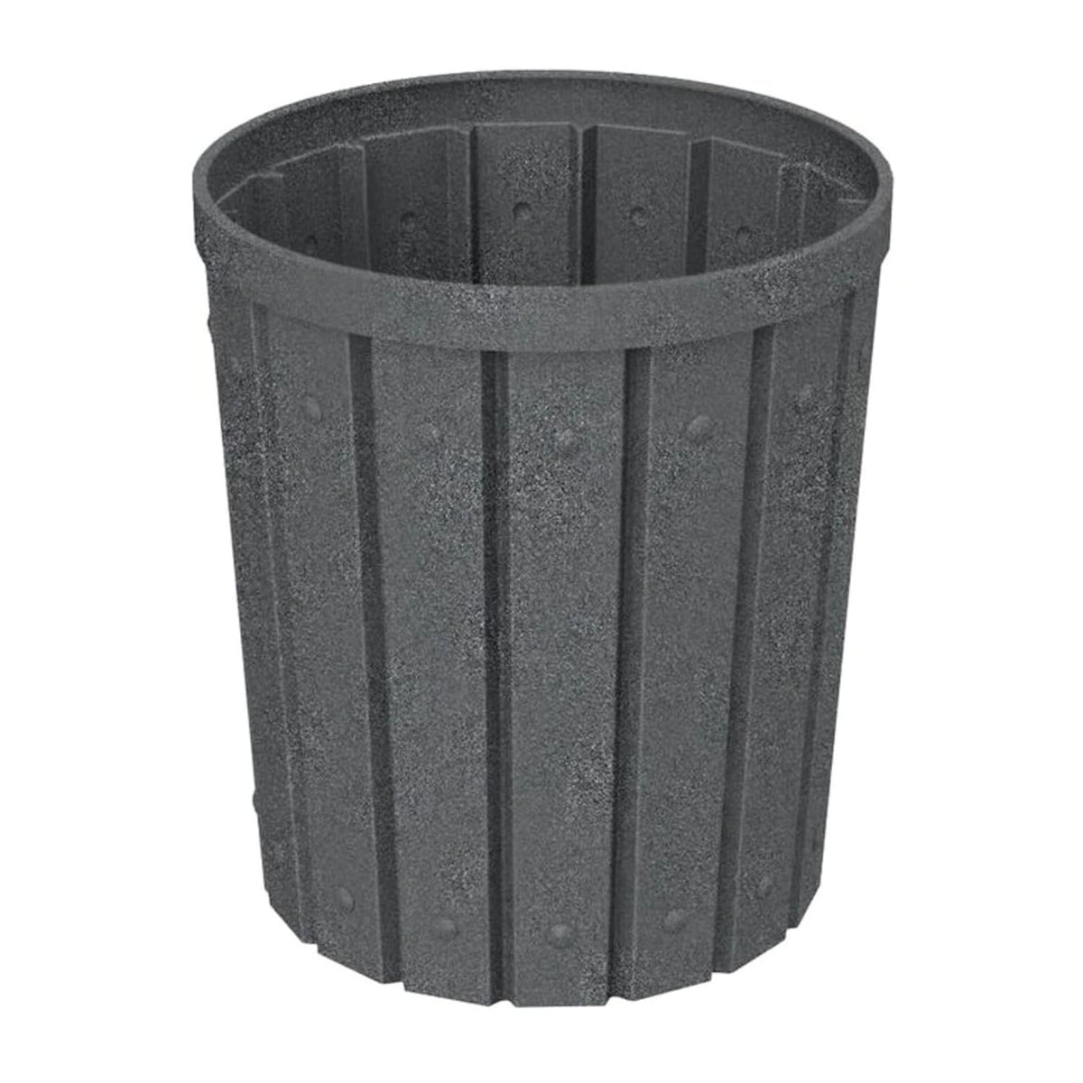 42 Gallon Slated Circle 100% Recycled Plastic Heavy Duty Outdoor Trash Can with Push Open Dome Lid