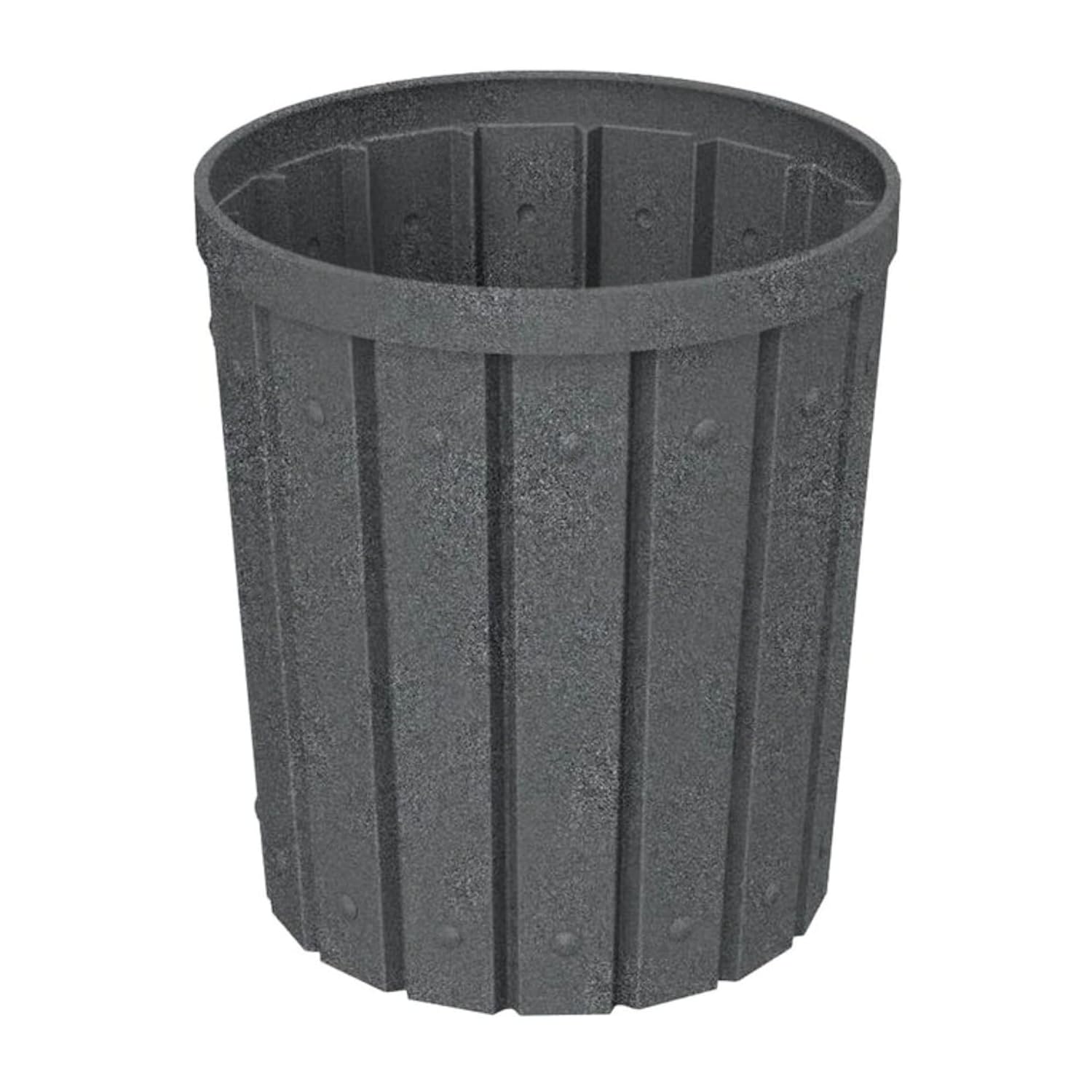 42 Gallon Slated Circle 100% Recycled Plastic Heavy Duty Outdoor Trash Can with Push Open Dome Lid