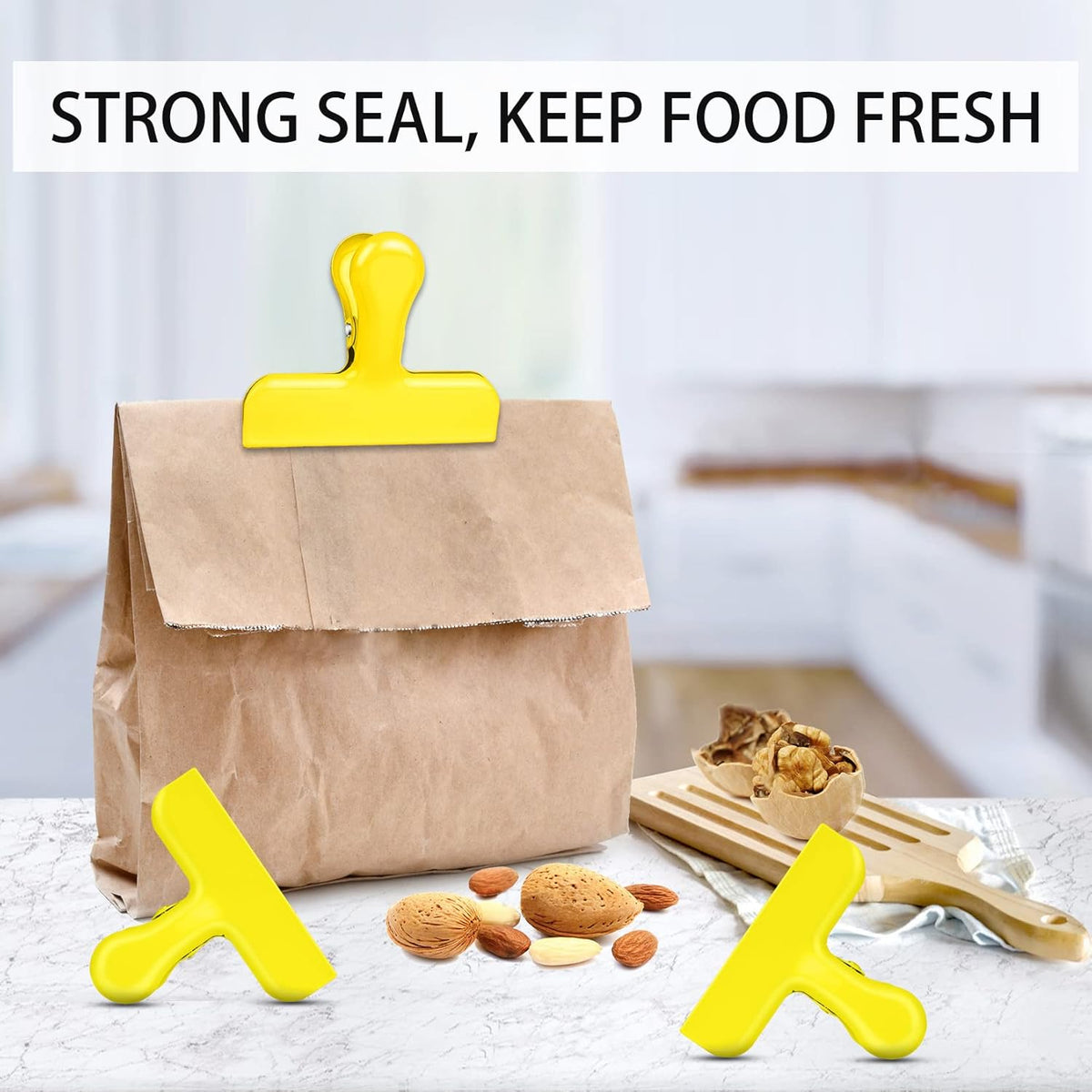 Bag Clips Heavy Duty Stainless Steel Chip Clips, Food Bags Clamp Great for Kitchen Office to Seal