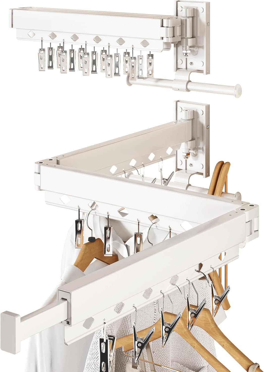 Wall Mounted Collapsible Clothes Drying Rack, Durable Space-Saving Laundry Drying Rack Clothing