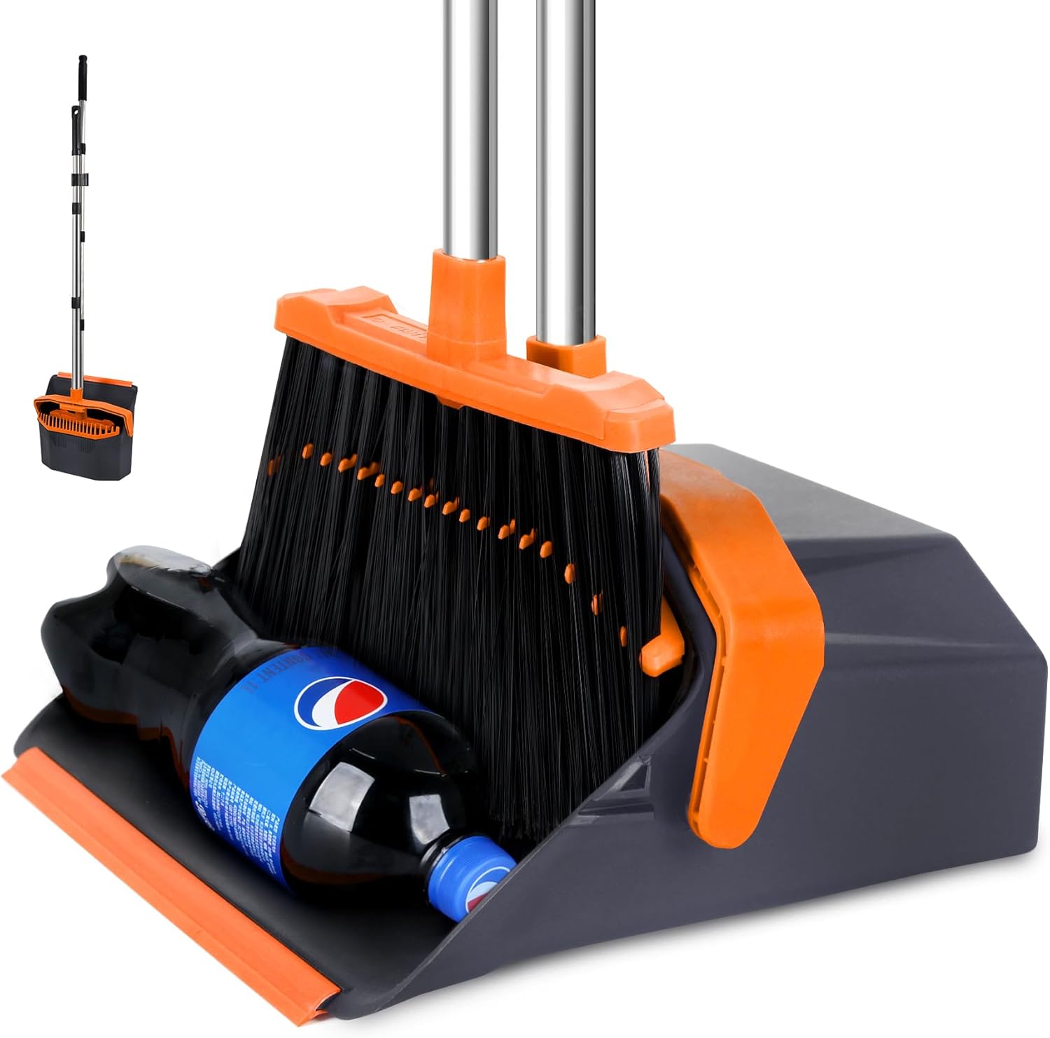 Broom and Dustpan Set with 51'' Long Handle, Upright Broom and Dustpan Combo for Home Kitchen