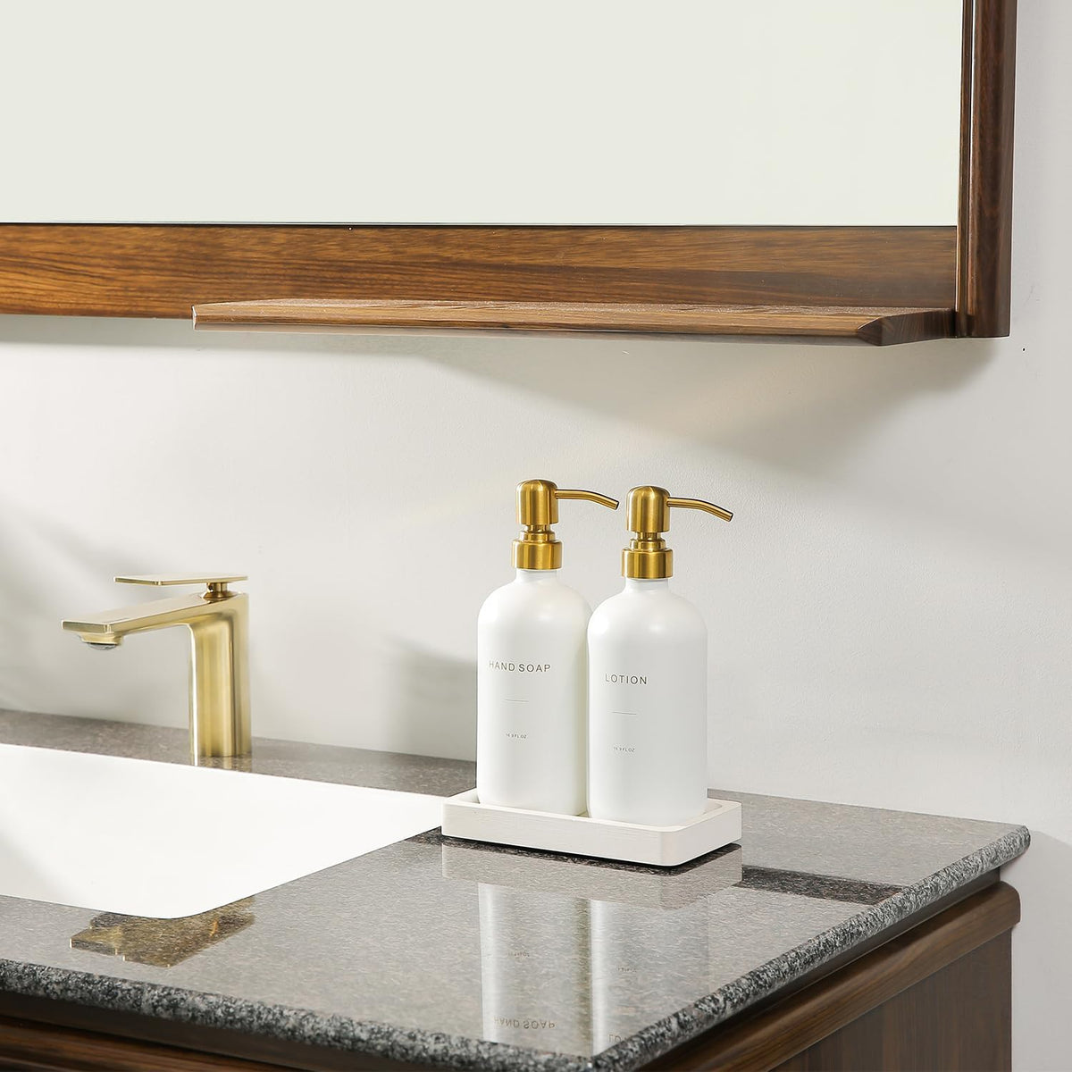 Gold Soap Dispenser Bathroom Set, Hand and Lotion Dispenser with Stainless Steel Pump, Perfect for