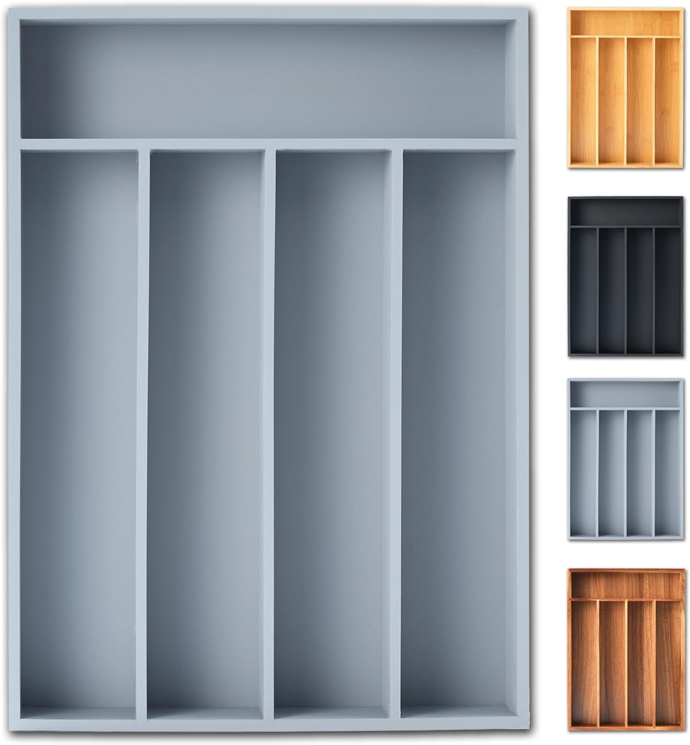 Silverware Organizer, 10 Inch Utensil Organizer Kitchen Drawer Organizer Bamboo Silverware Holder