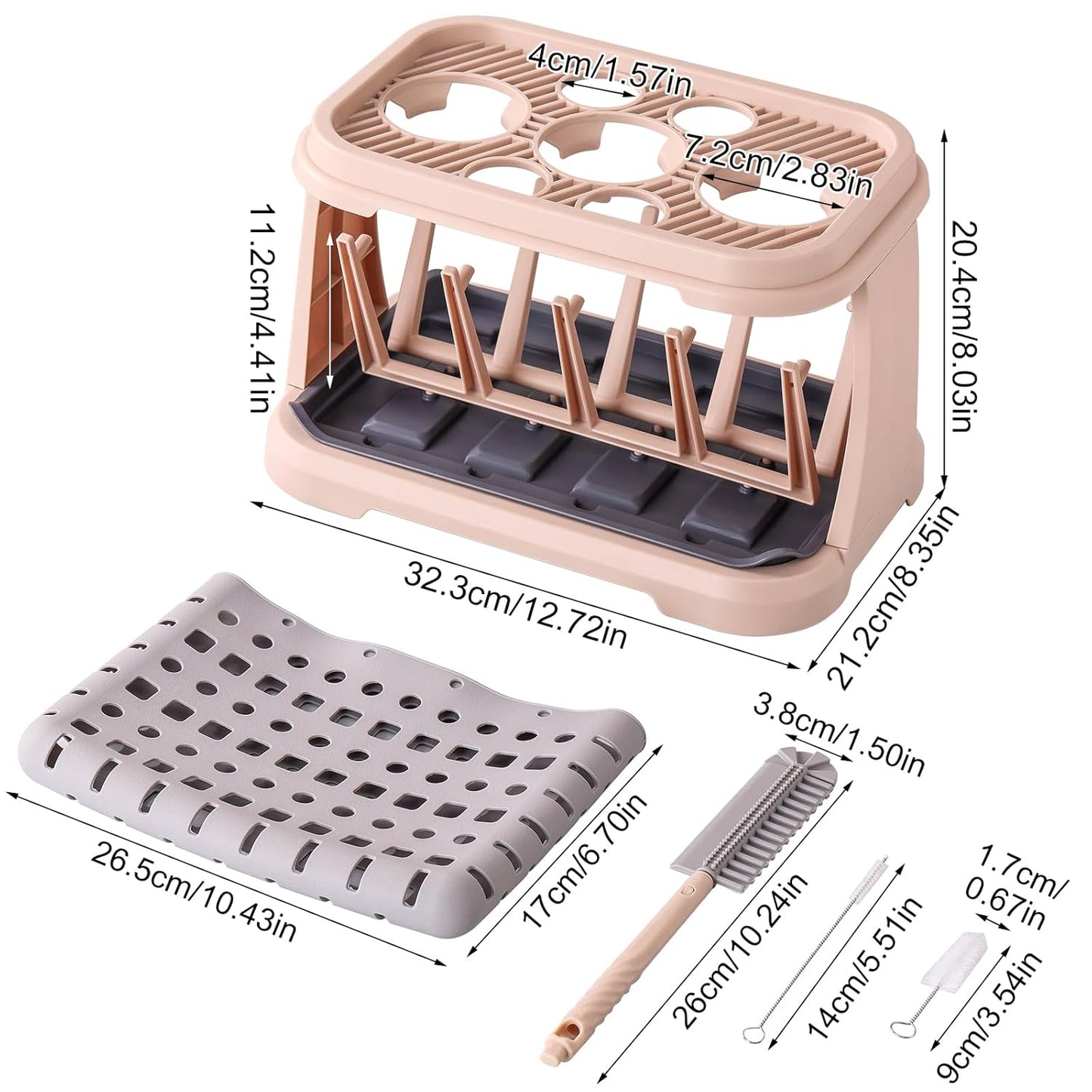 Baby Bottle Drying Rack:Space Saving Standing Drying Rack for Baby Bottles and Pump Part