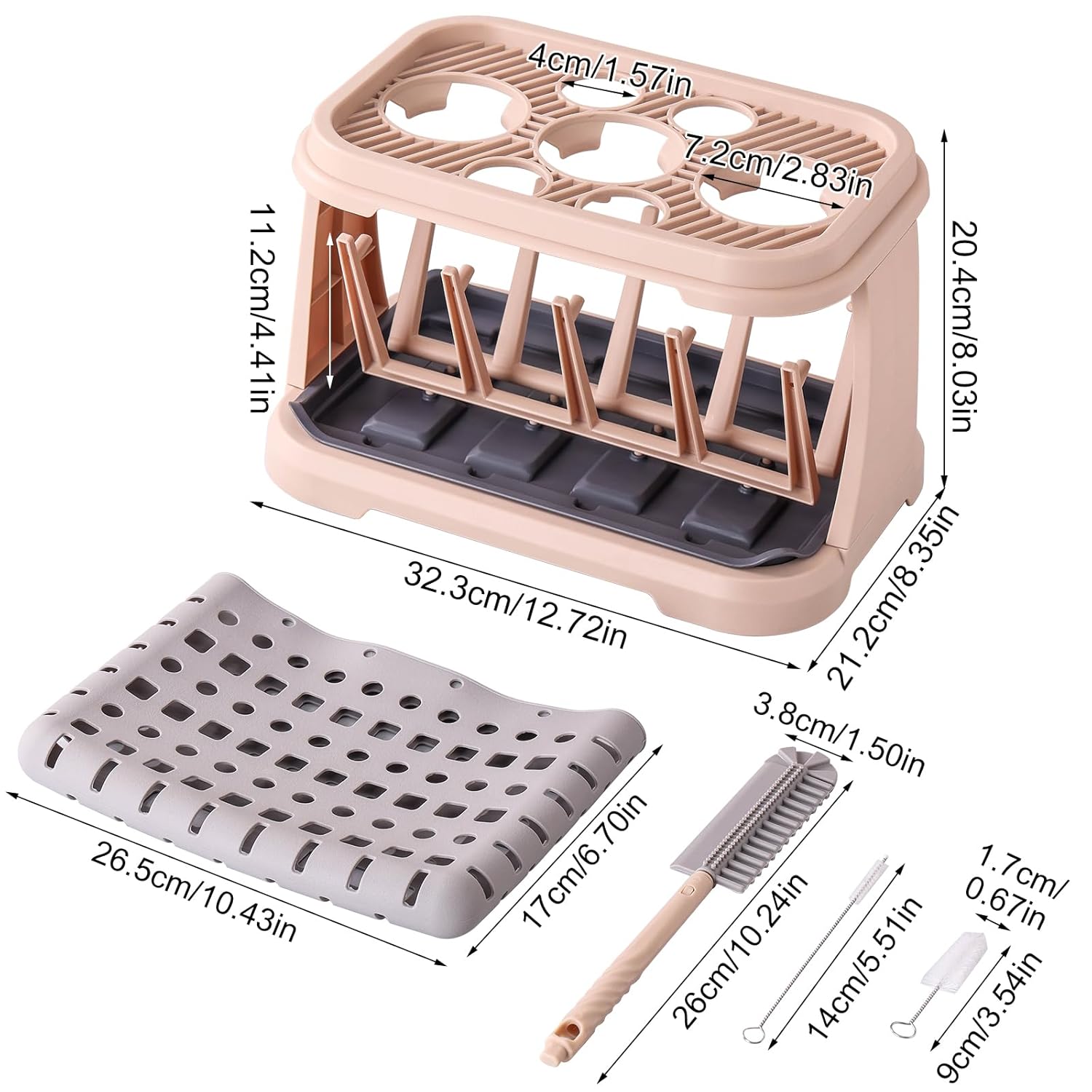 Baby Bottle Drying Rack:Space Saving Standing Drying Rack for Baby Bottles and Pump Part