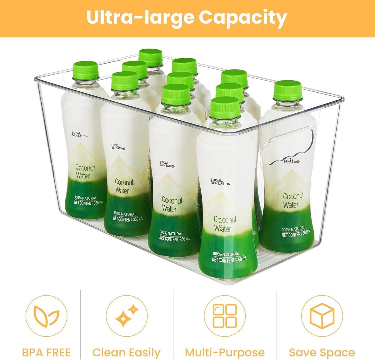 YIHONG Clear Plastic Storage Bins, 8 Pack Pantry Organizer Bins with Handle for Kitchen