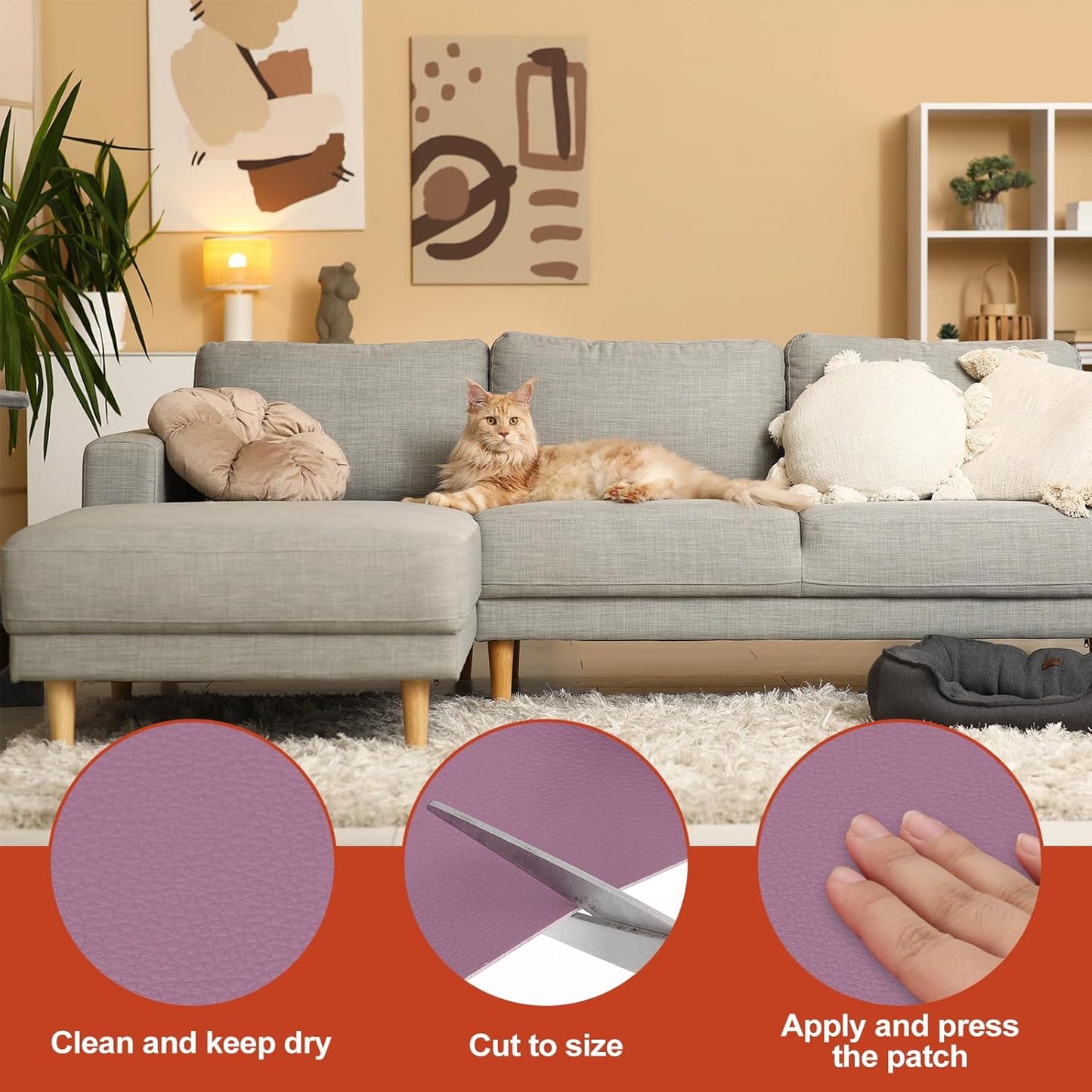 PATIKIL Leather Patches Tape for Furniture, 6.3 x 61 Inch Self Adhesive Vinyl Leather Repair Kit