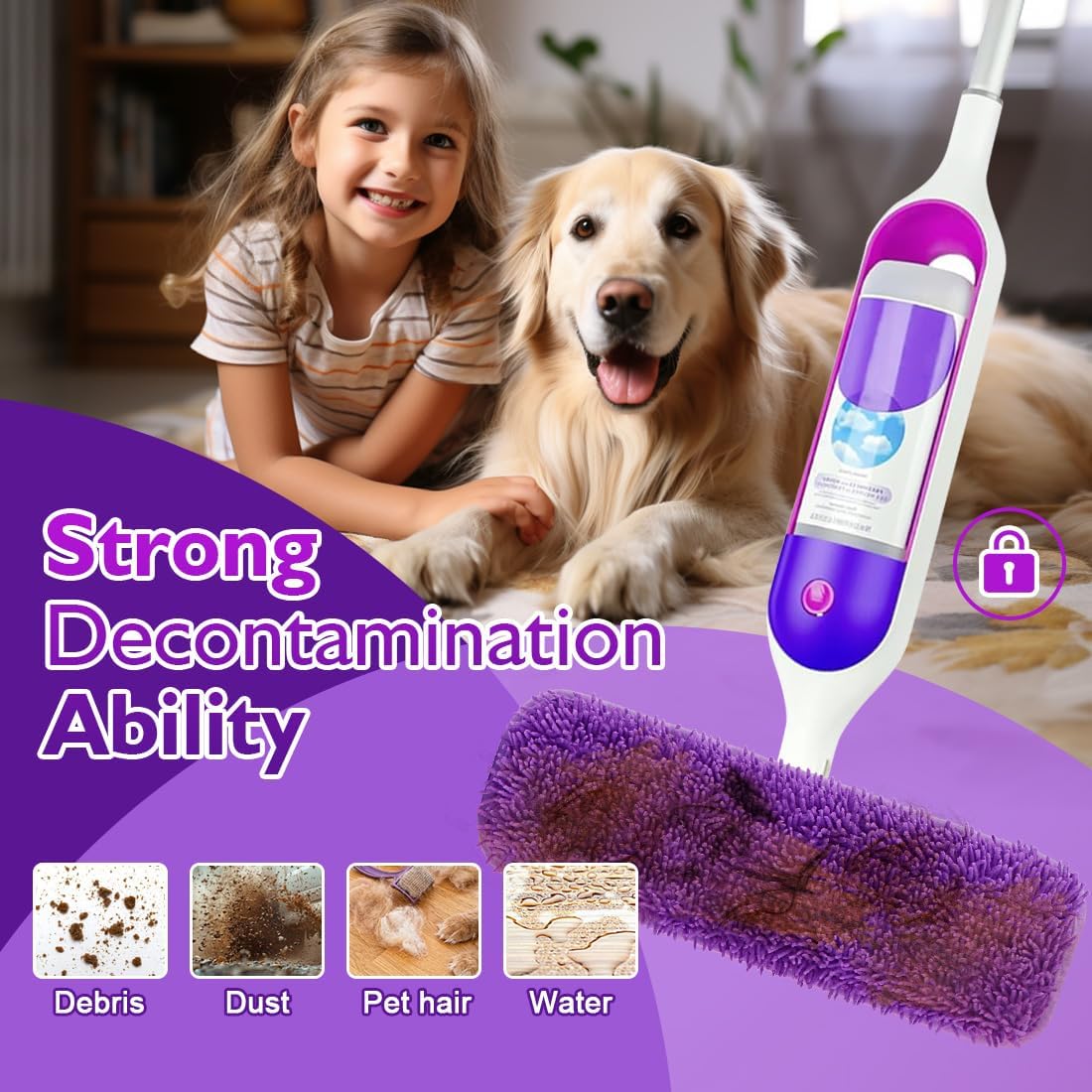 Reusable Mop Pads for Swiffer PowerMop, 8 Pack Microfiber Mop Pad Refill with Scrubber Strips for